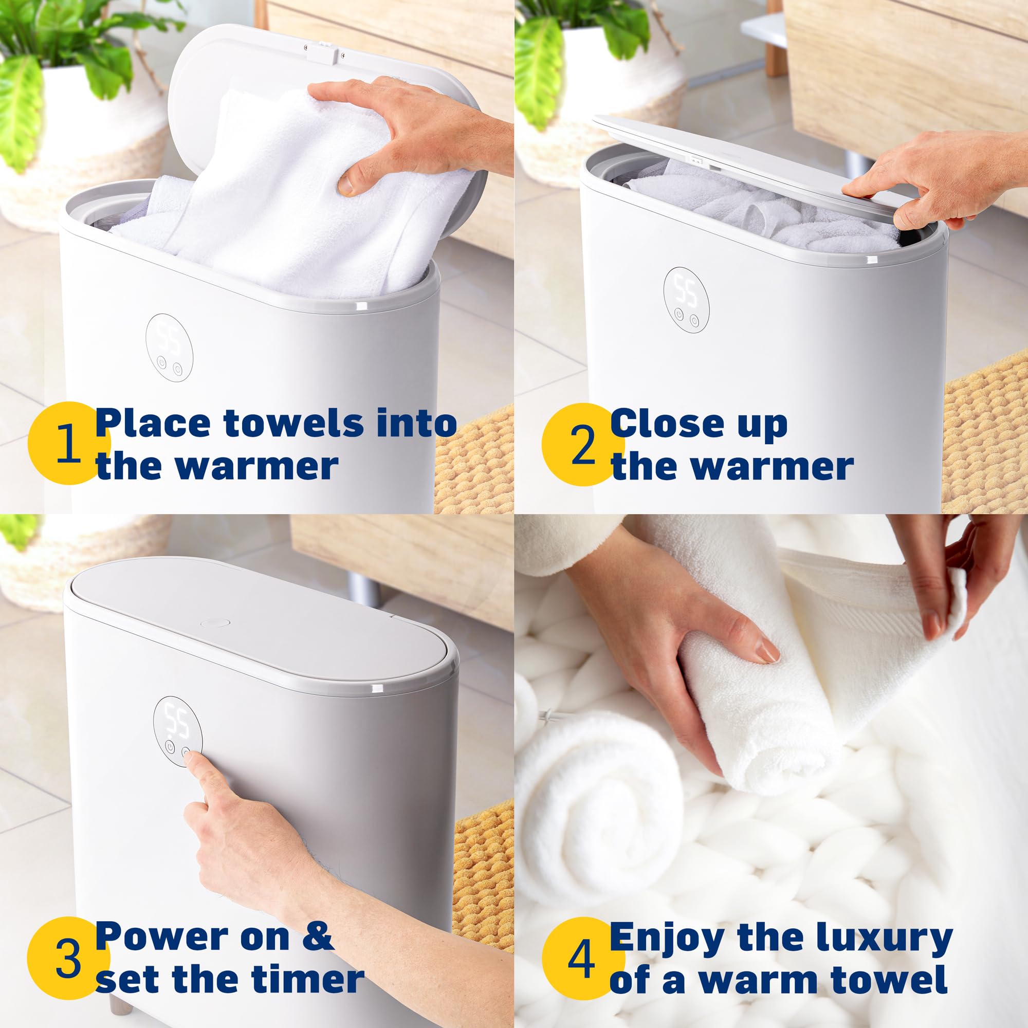 LiveFine Luxury Towel Warmer - Large Bucket Style Heater with LED Display, Adjustable Timer & Auto Shut-Off | Holds Two 40”x70” Oversized Towels | Perfect for Bathrooms, Spas & Hotels - Warm & Cozy Experience