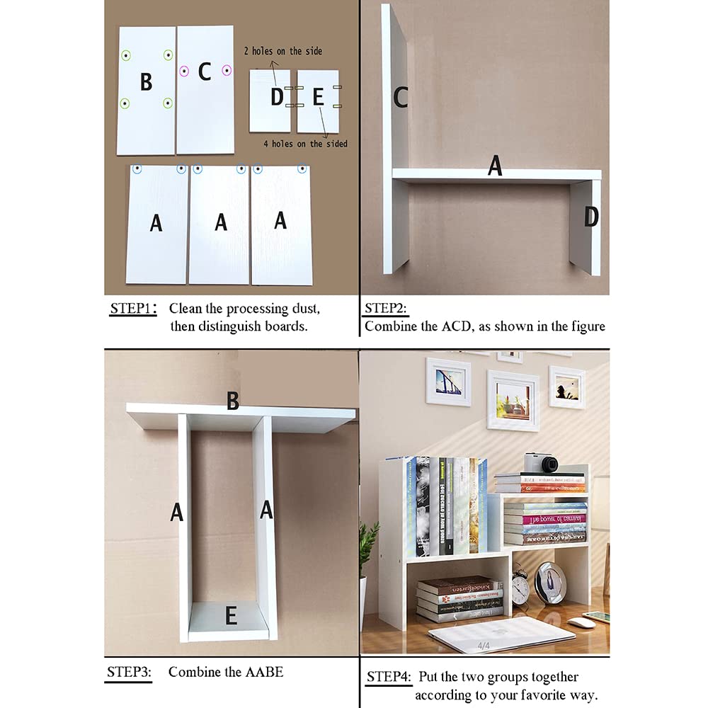 Adjustable Wood Desktop Bookshelf Organizer - Office Storage Rack & Display Shelf for Desk Organization - Perfect for Home Office, Study Room, and Workspace Storage Solutions