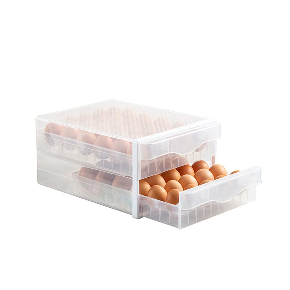 Double-Layer 60 Grid Plastic Egg Storage Container - Large Capacity Refrigerator Egg Holder, Stackable Fridge Drawer Organizer for Fresh Chicken Eggs - Perfect for Kitchen Organization, Farm Fresh Storage & Meal Prep