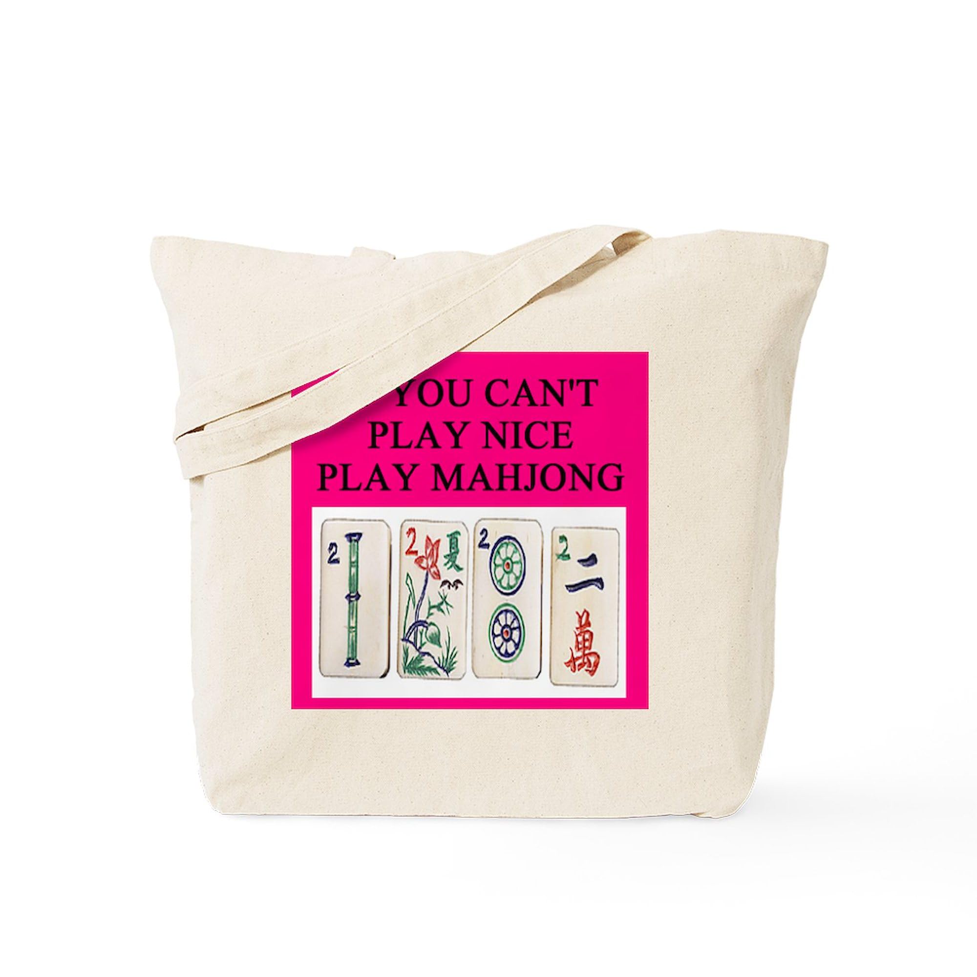 Mahjong Player Gifts - Funny Mahjong T-Shirts & Reusable Canvas Tote Bag - Eco-Friendly Shopping Bag for Groceries, Beach & Daily Use