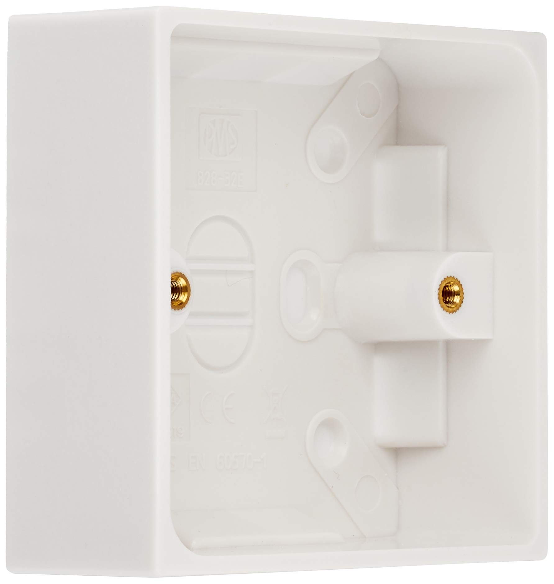 Bulk Hardware BH04175 1-Gang 35mm (1.3/8 Inch) Deep White Moulded Surface Pattress Back Box - Pack of 1 - Ideal for Electrical Installations, Home Wiring & DIY Projects
