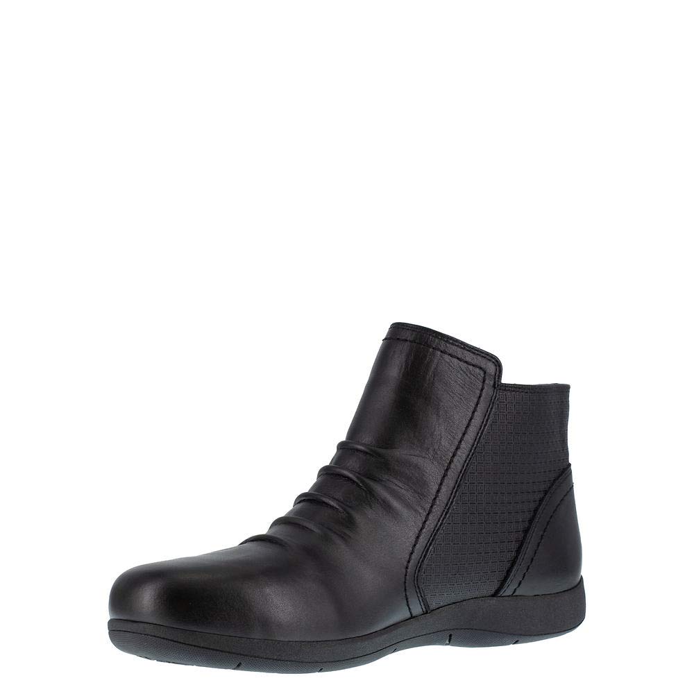 Rockport Women's Daisey Work Safety Toe Ruched Bootie - Slip Resistant, Comfortable & Stylish Work Boots for Nurses, Teachers & Professionals