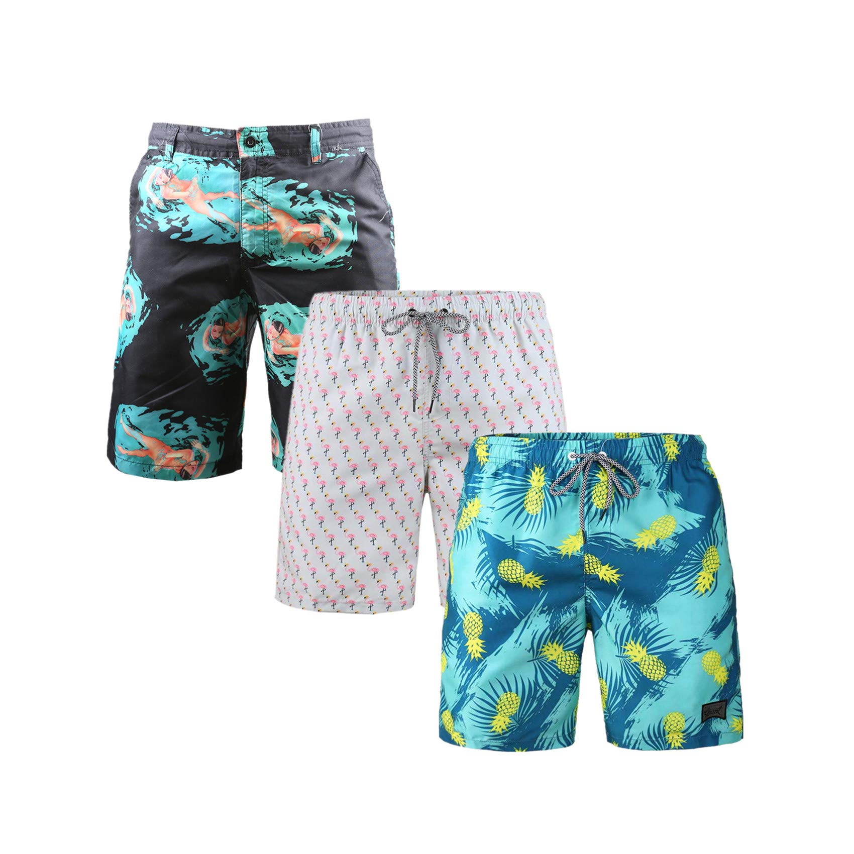**Ivan&Tom Men's Quick-Dry Swim Trunks with Pockets - Breathable Board Shorts for Swimming, Surfing & Beach Vacation - Casual Summer Swimwear**