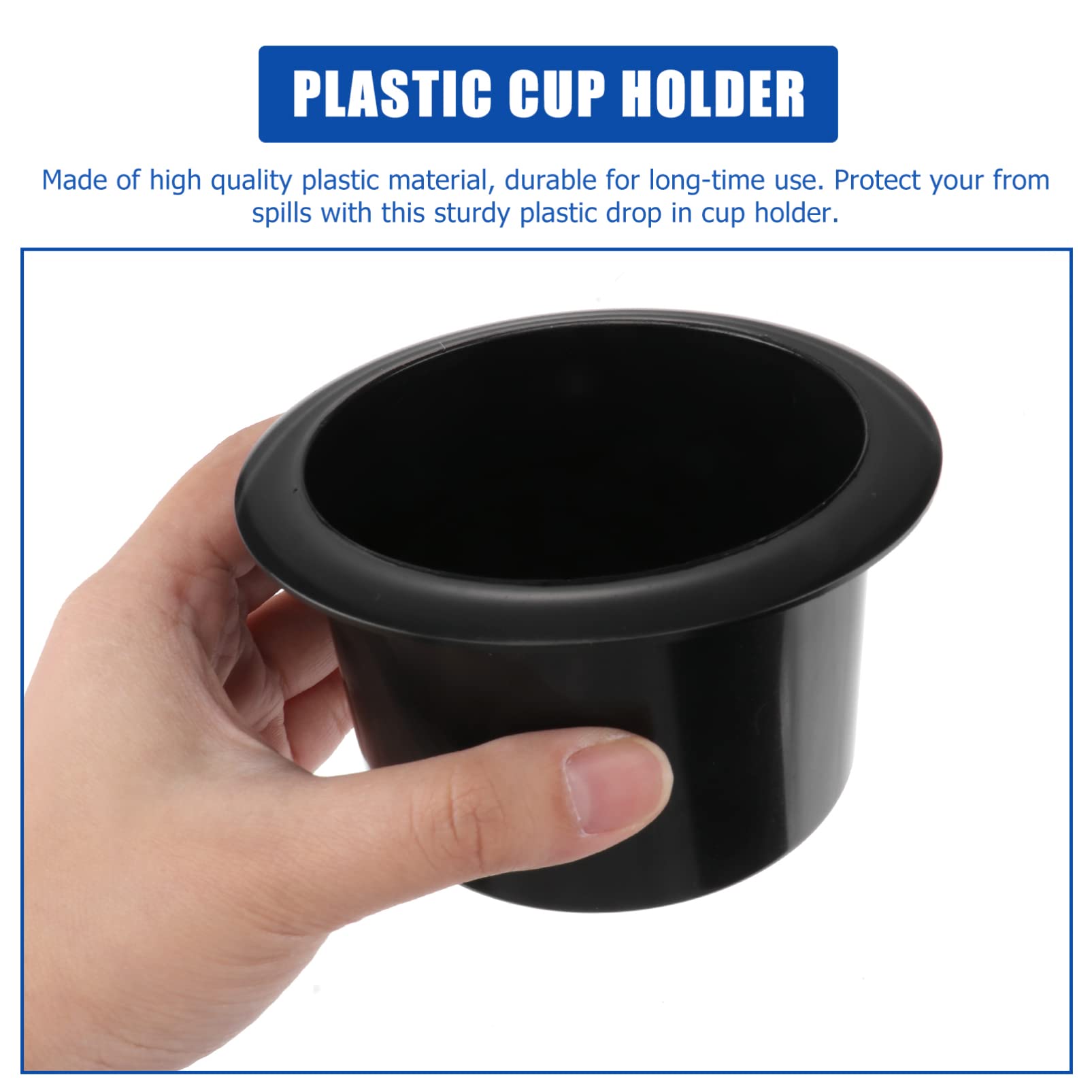 Housoutil 2 Pack Black Plastic Cup Holder Insert - Universal Replacement for Car, Sofa, Boat, Recliner & Poker Table - Perfect for Road Trips, Home Theater & Game Nights