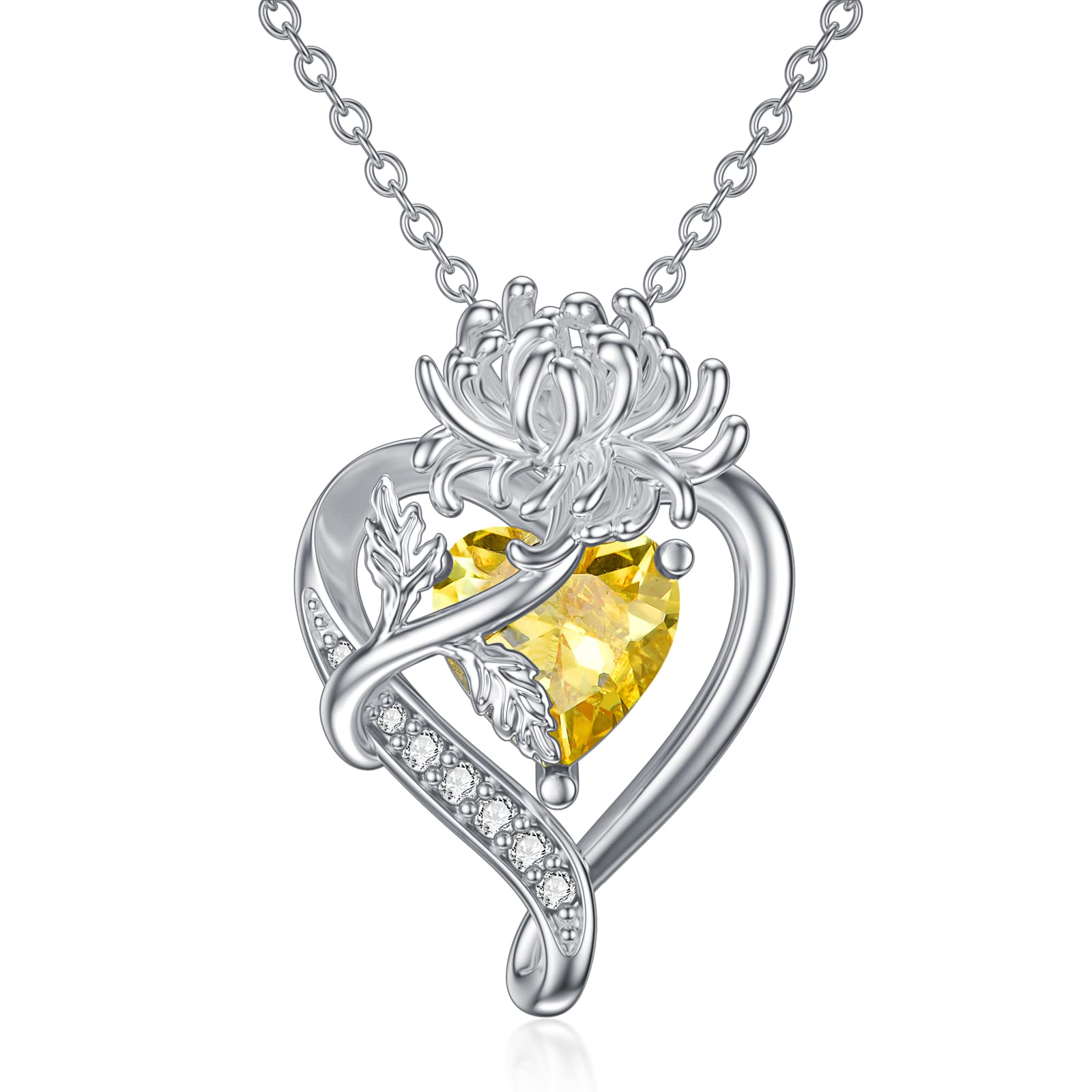 Birthstone Necklace for Mom - S925 Sterling Silver Flower Pendant Jewelry Gift for Women, Wife, Girls | Perfect for Mother's Day & Birthdays