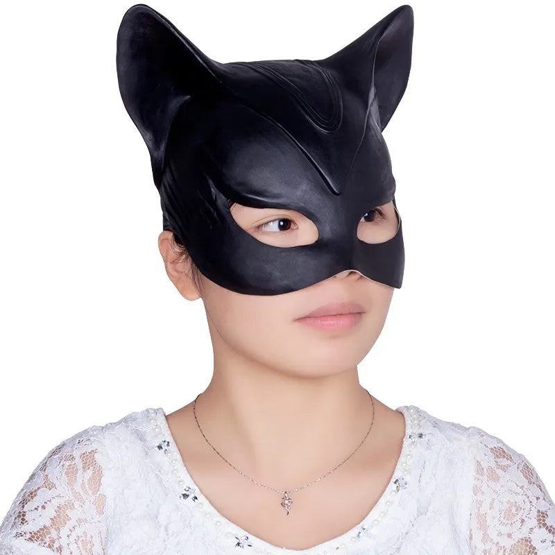 Sexy Catwoman Selina Kyle Latex Mask - Superhero Halloween Cosplay Costume Accessory for Parties & Comic Conventions