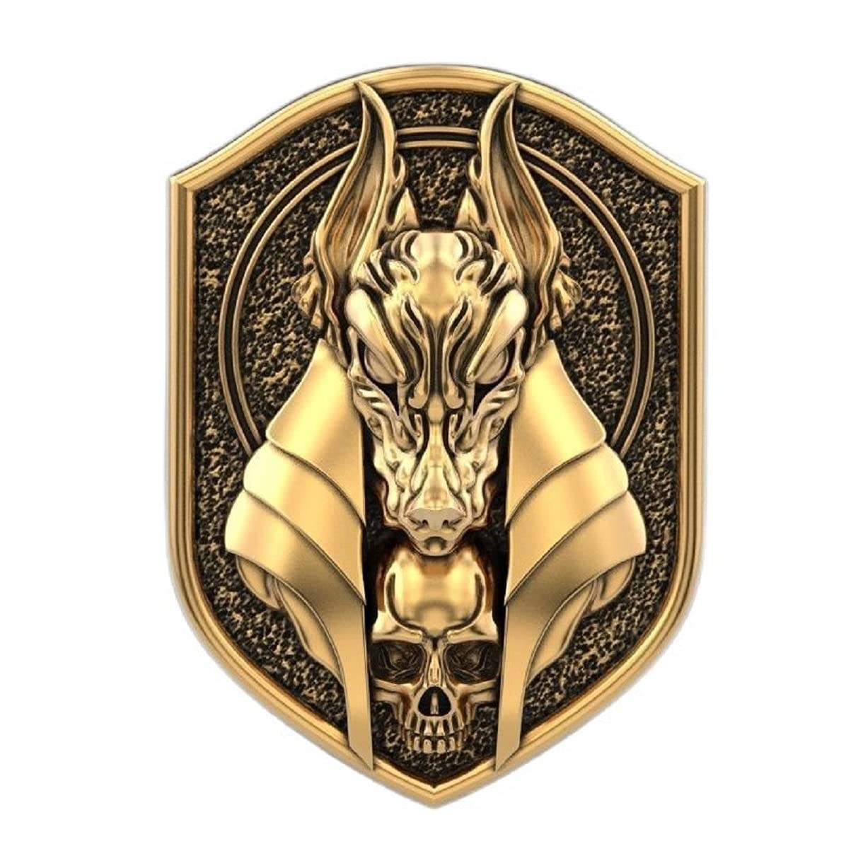 Gothic Wolf Head Ring for Men - Anubis Skull Amulet for Hip Hop Style