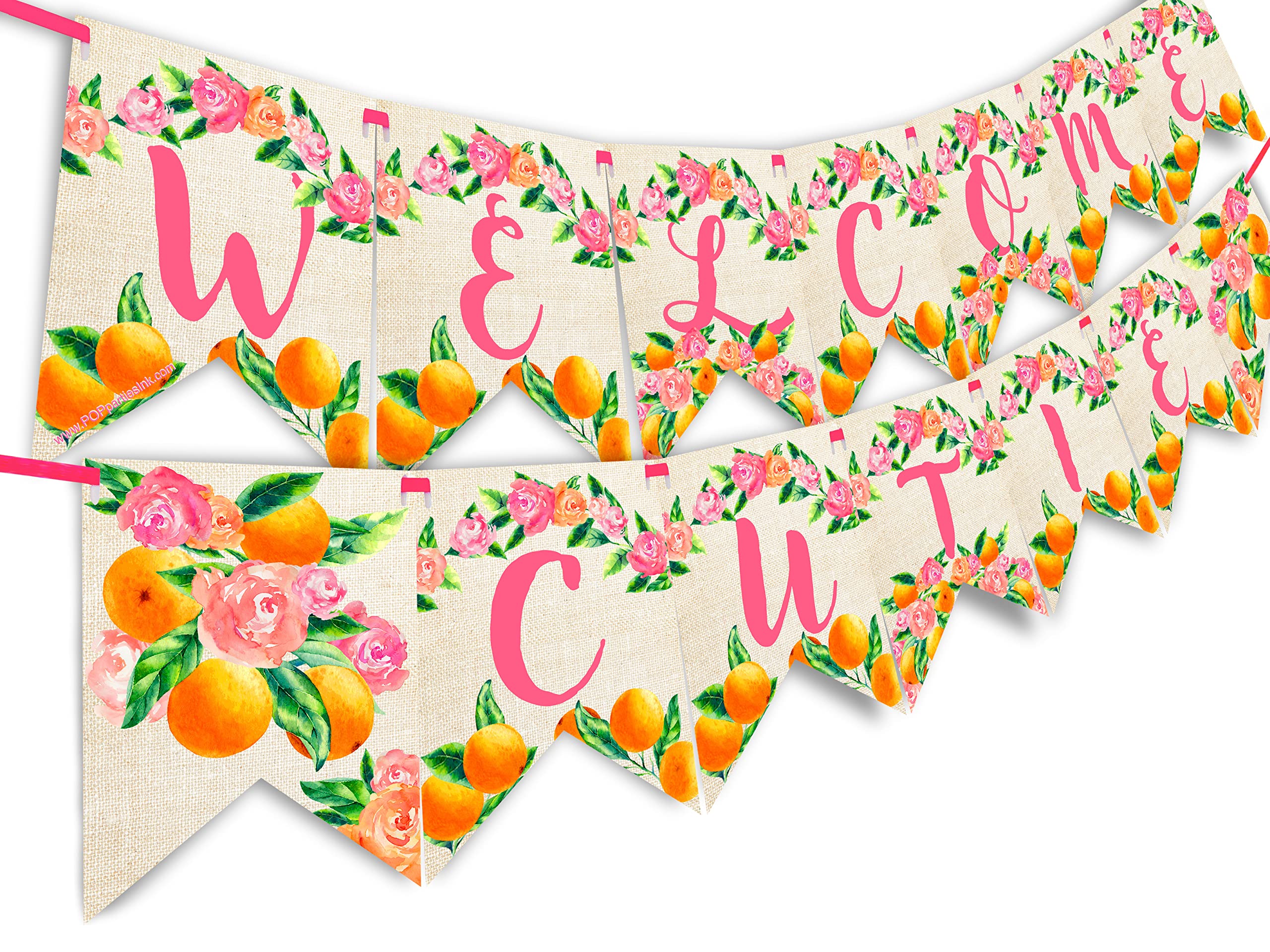 Little Cutie Baby Shower Banner & Party Decorations - Orange Theme Baby Shower Supplies for Girls & Boys - Perfect for Nursery Decor, Gender Reveal & First Birthday Celebrations