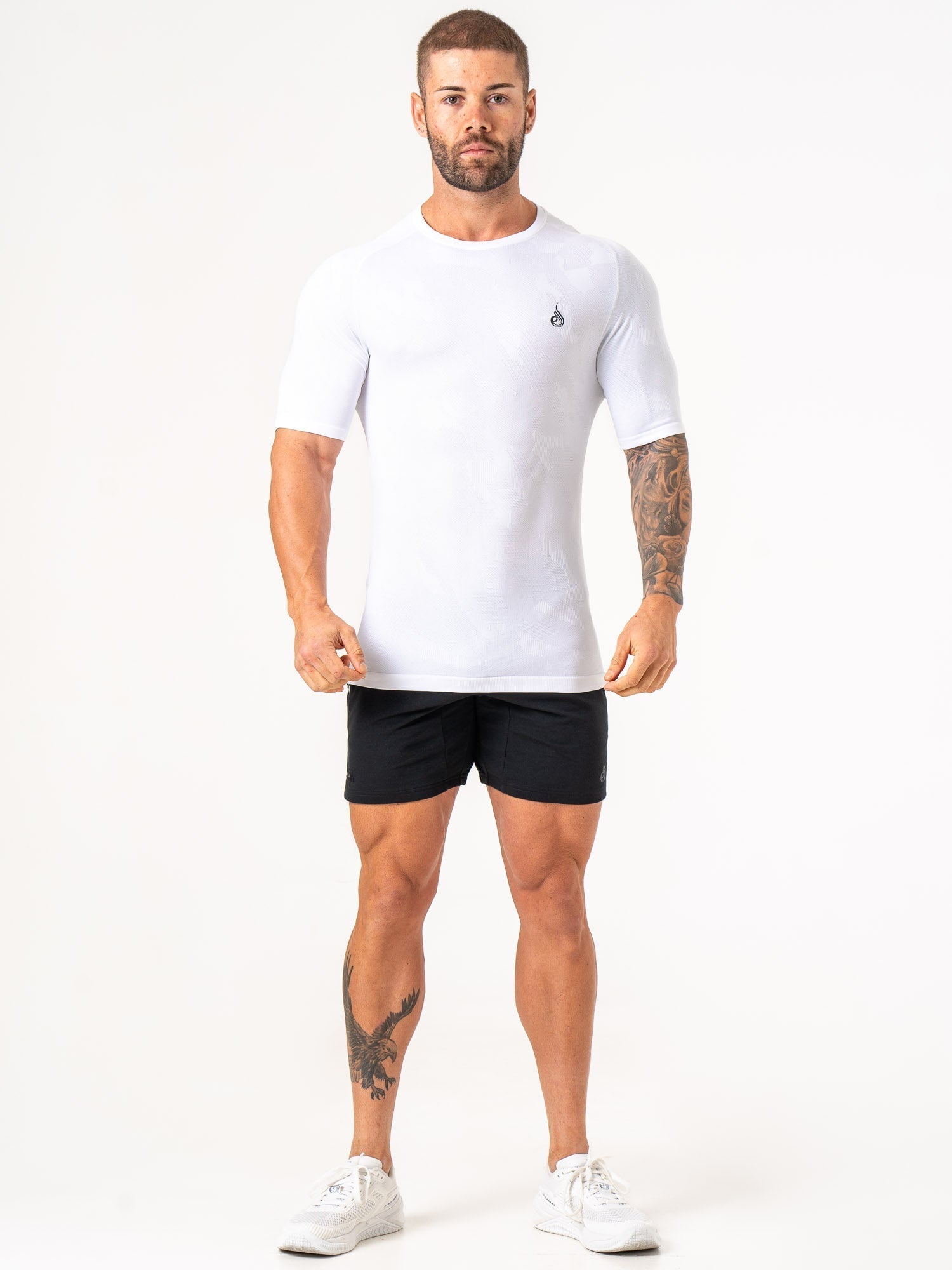 Aero Core Seamless T-Shirt for Men - Breathable White Cotton Tee for Gym, Running & Everyday Wear