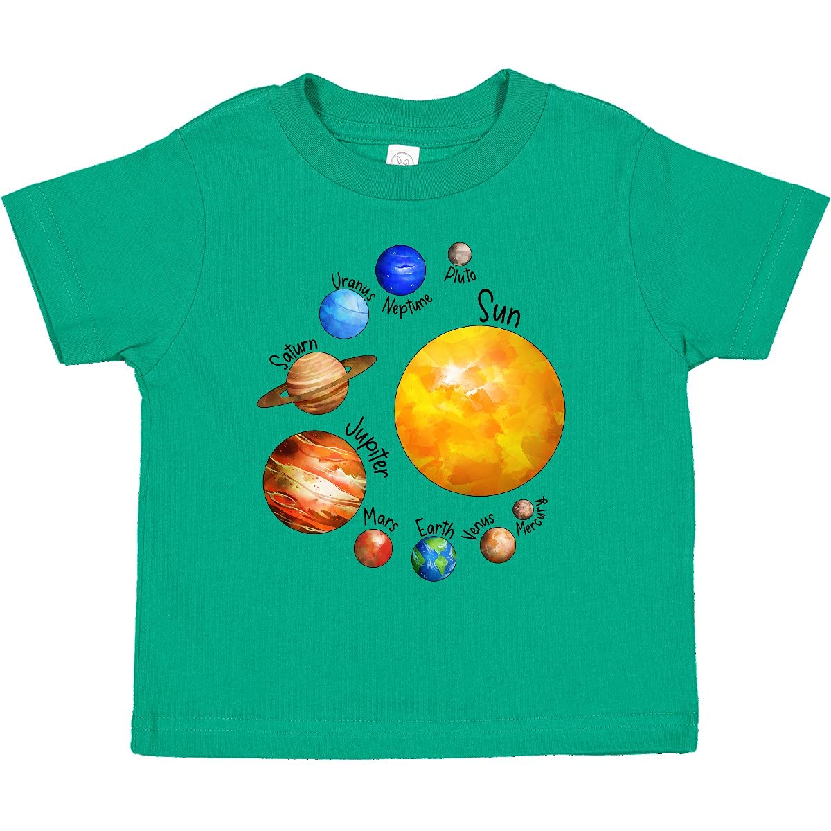 Inktastic Sun and Planets Toddler T-Shirt - Cute Space Design with Pluto - Perfect for Preschool, Daycare & Astronomy Lovers