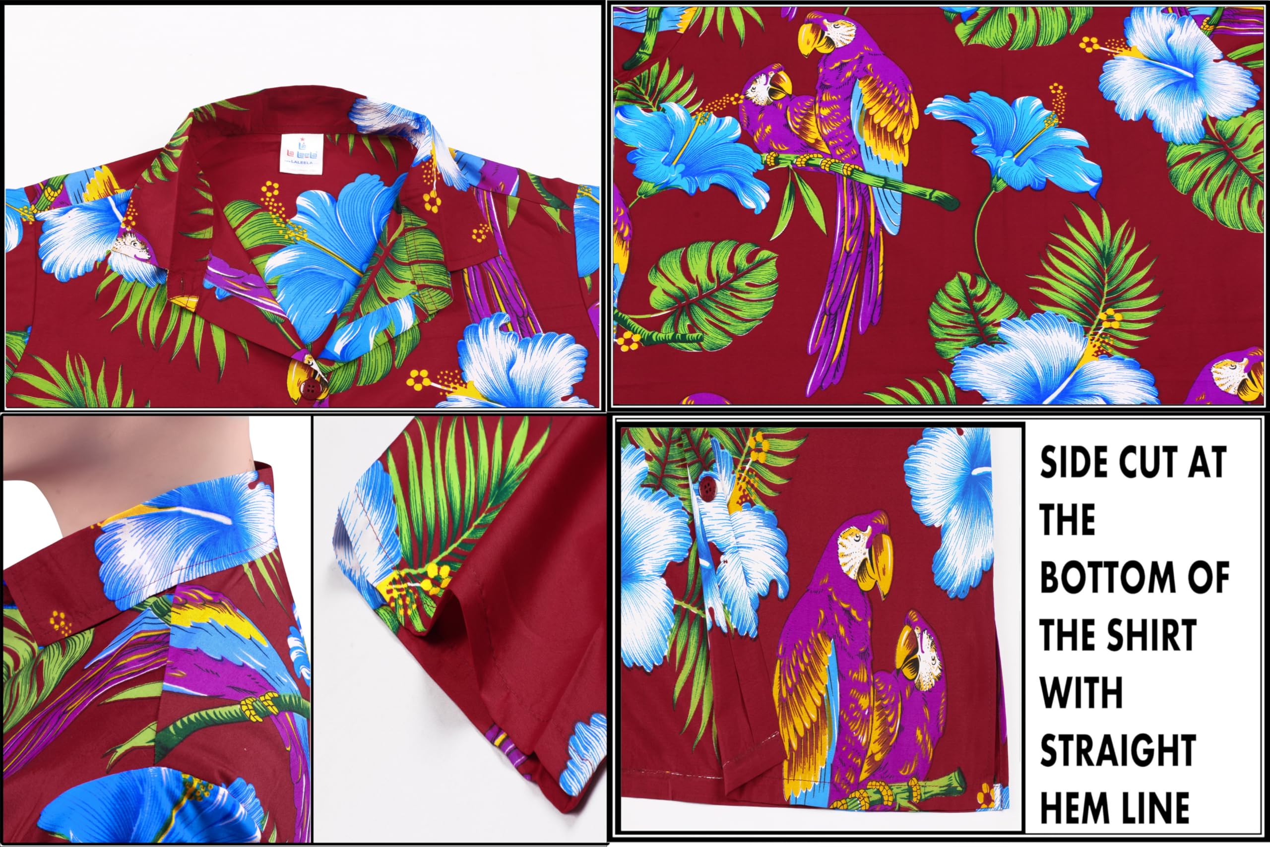 LA LEELA Women's Short Sleeve Hawaiian Beach Blouse - Floral Print Vacation Shirt for Summer, Pool Party & Tropical Getaways