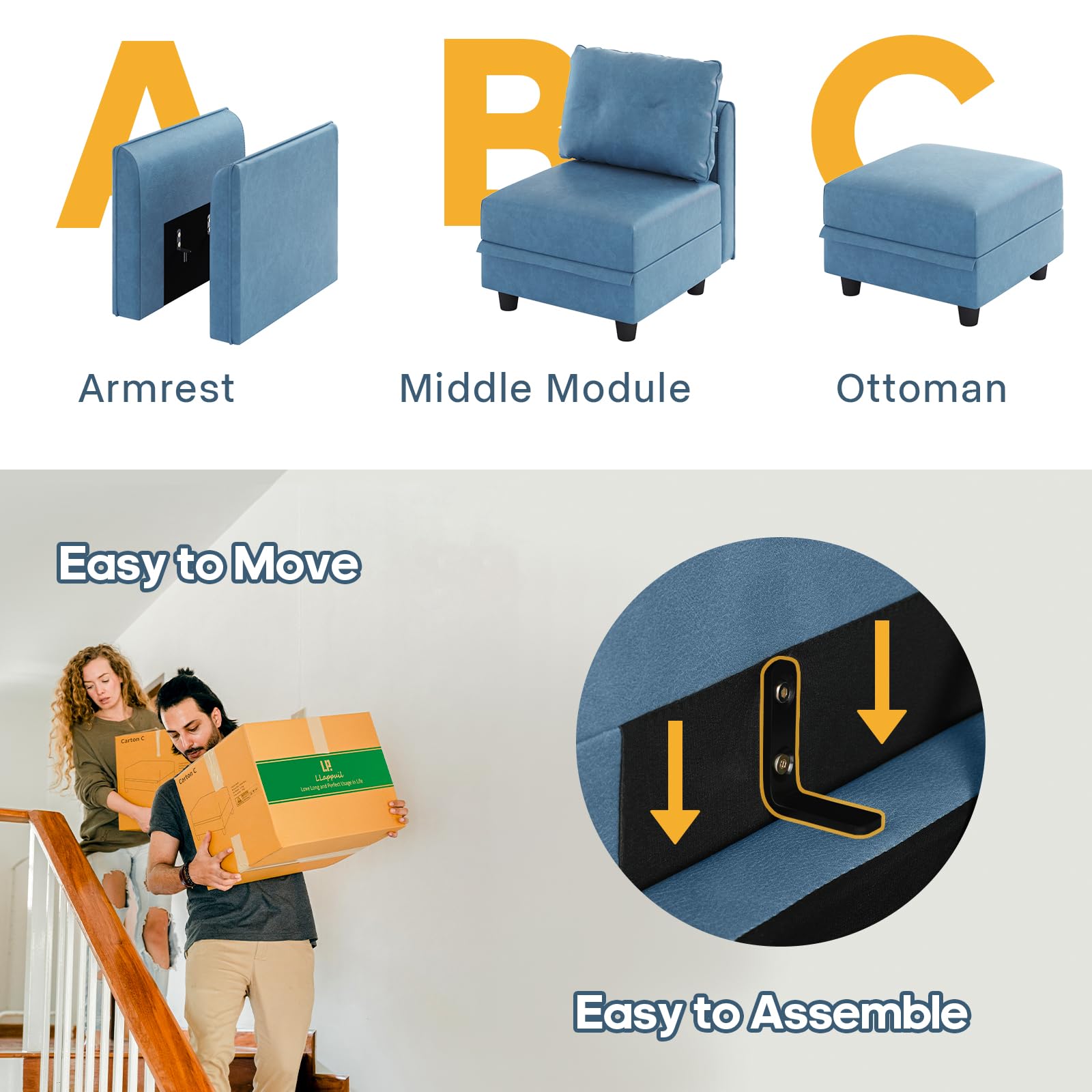 Modular Sectional Sofa with Storage - 86.2