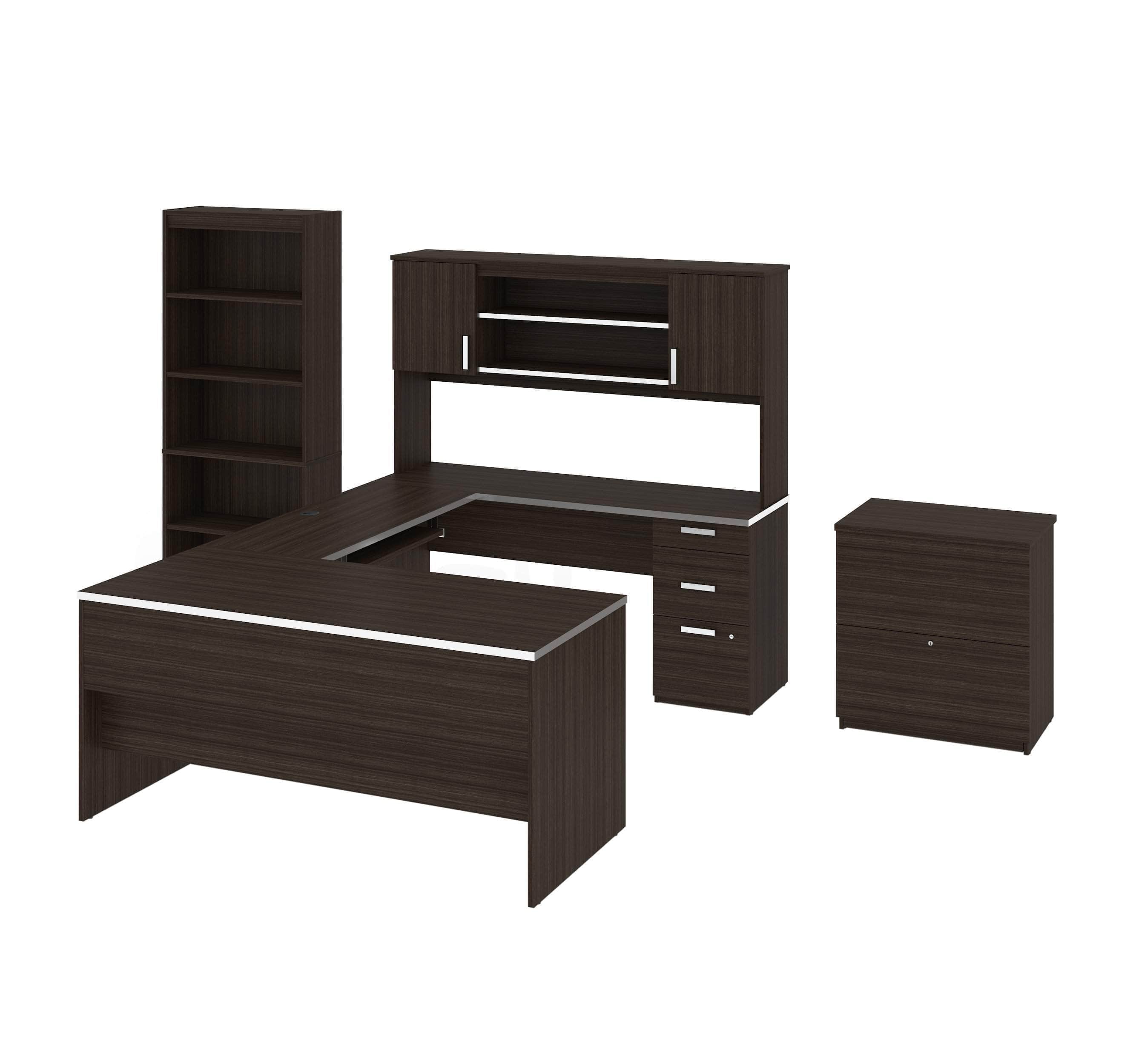 Ridgeley Executive Computer Desk with Hutch, Lateral File Cabinet & Bookcase - 2 Color Options | Home Office & Study Room Furniture for Professionals