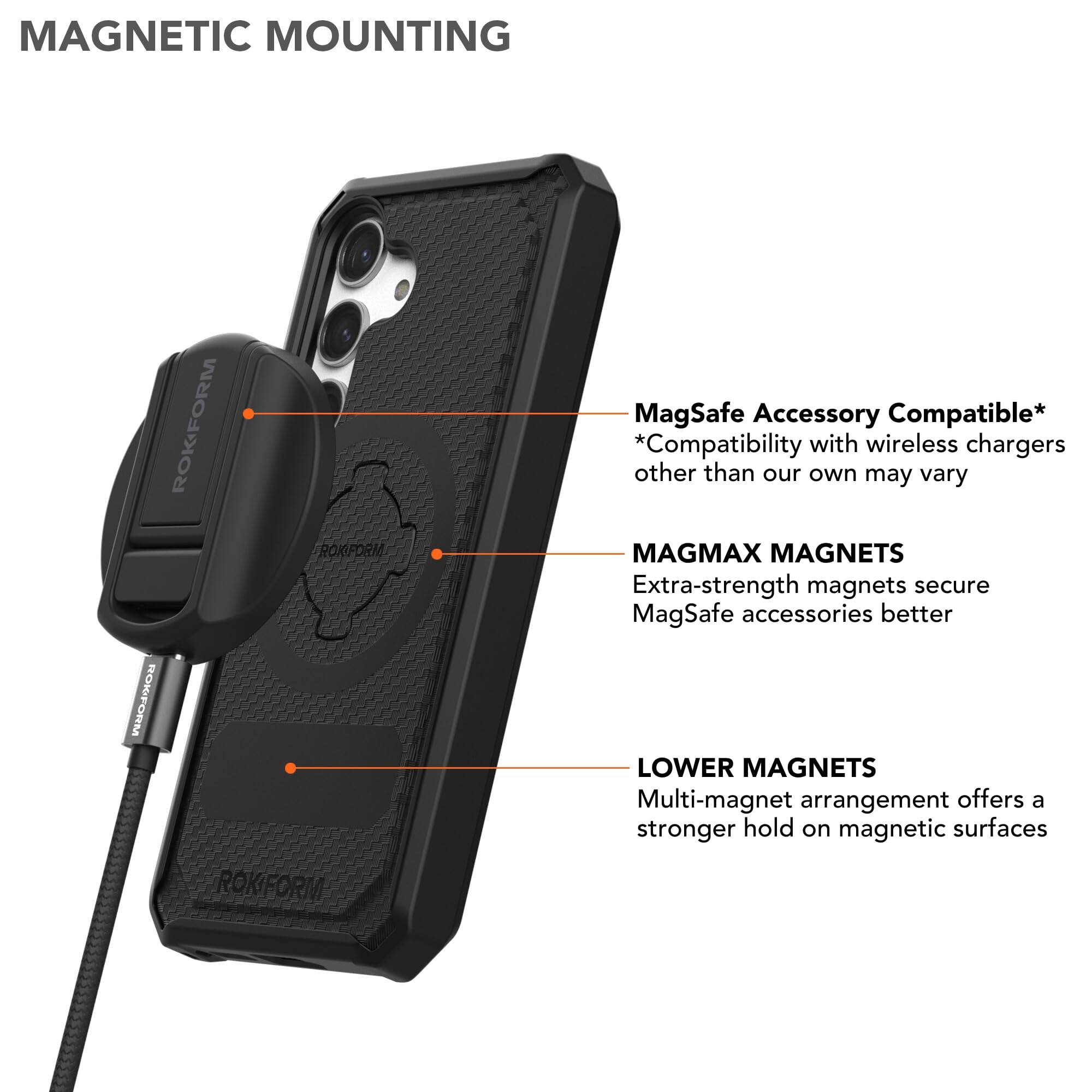 Rokform Rugged Magnetic Case for Galaxy S24 with Twist Lock, Drop Tested Armor (Black) - Perfect for Outdoor Adventures and Daily Protection