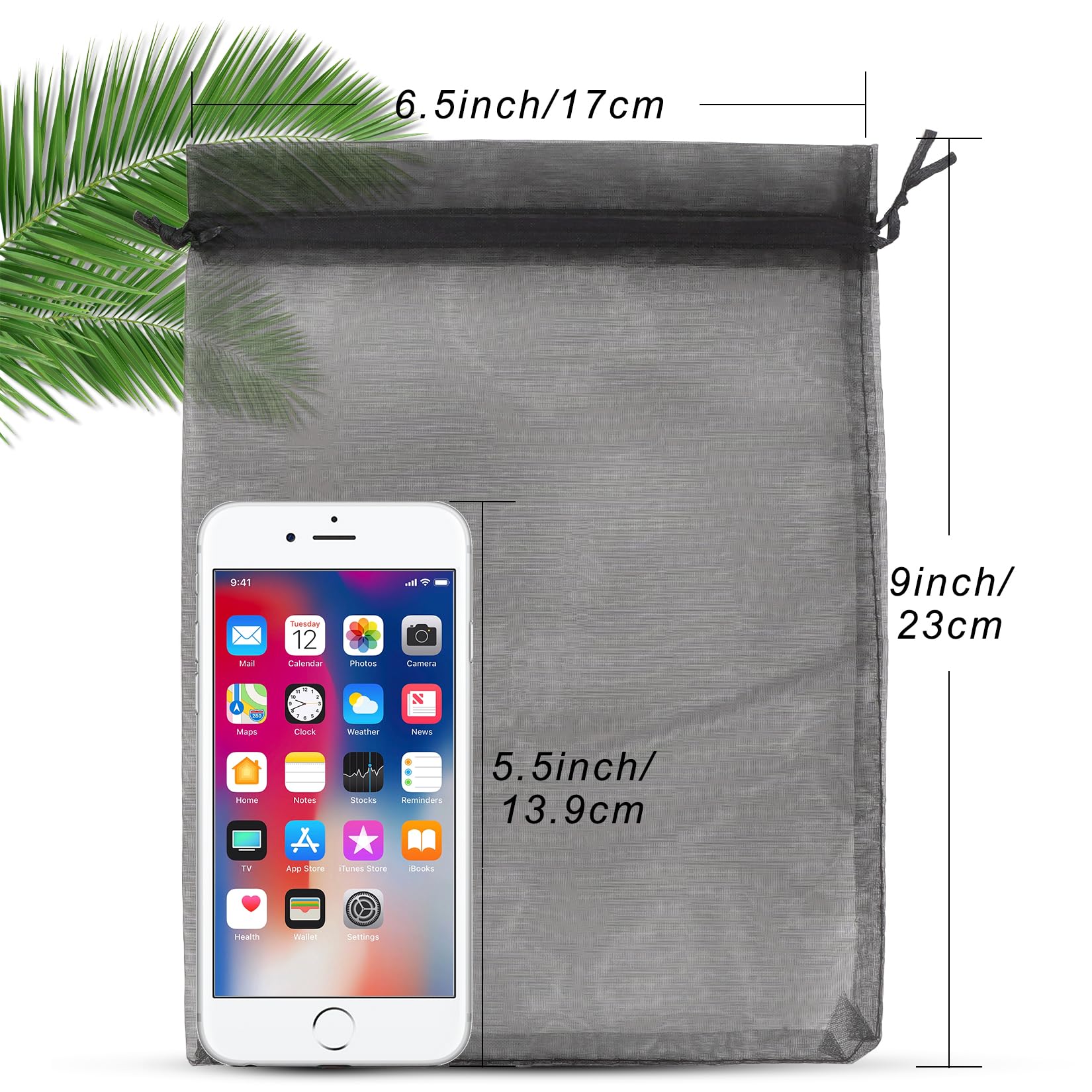 Premium Sheer Organza Mesh Bags 100 Pack (6x9 Inches) - Elegant Drawstring Gift Bags for Weddings, Parties, Festivals & Makeup Storage - Perfect for Wedding Favors, Bridal Shower Gifts, Jewelry Packaging & Party Decorations - Black