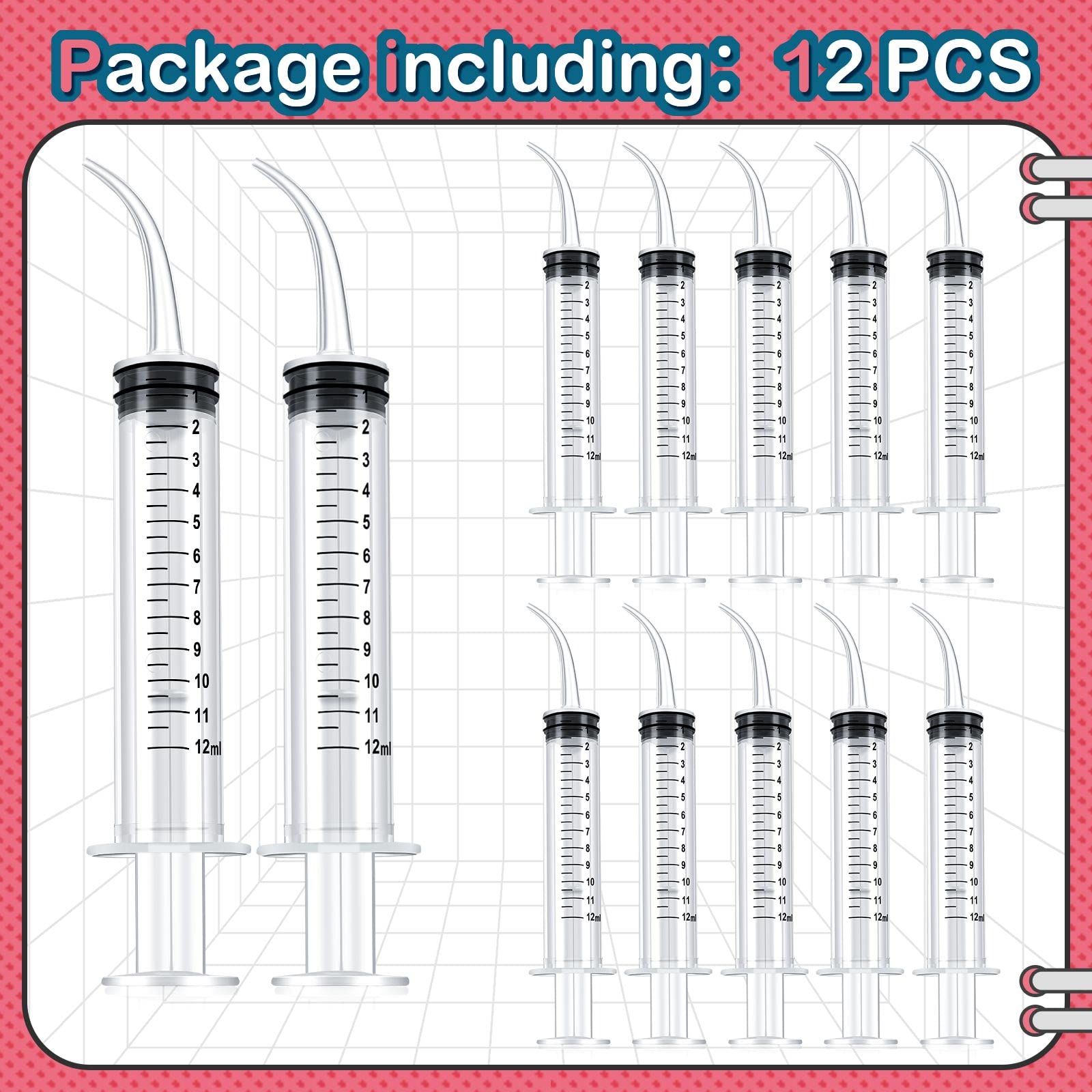 12 Pack 12ml Baby Bird Feeding Syringes - Small Pet Liquid Syringe Kit for Kittens, Puppies, Cats & Dogs - Essential Small Animal Breeding Supplies for Newborn Care & Hand Feeding