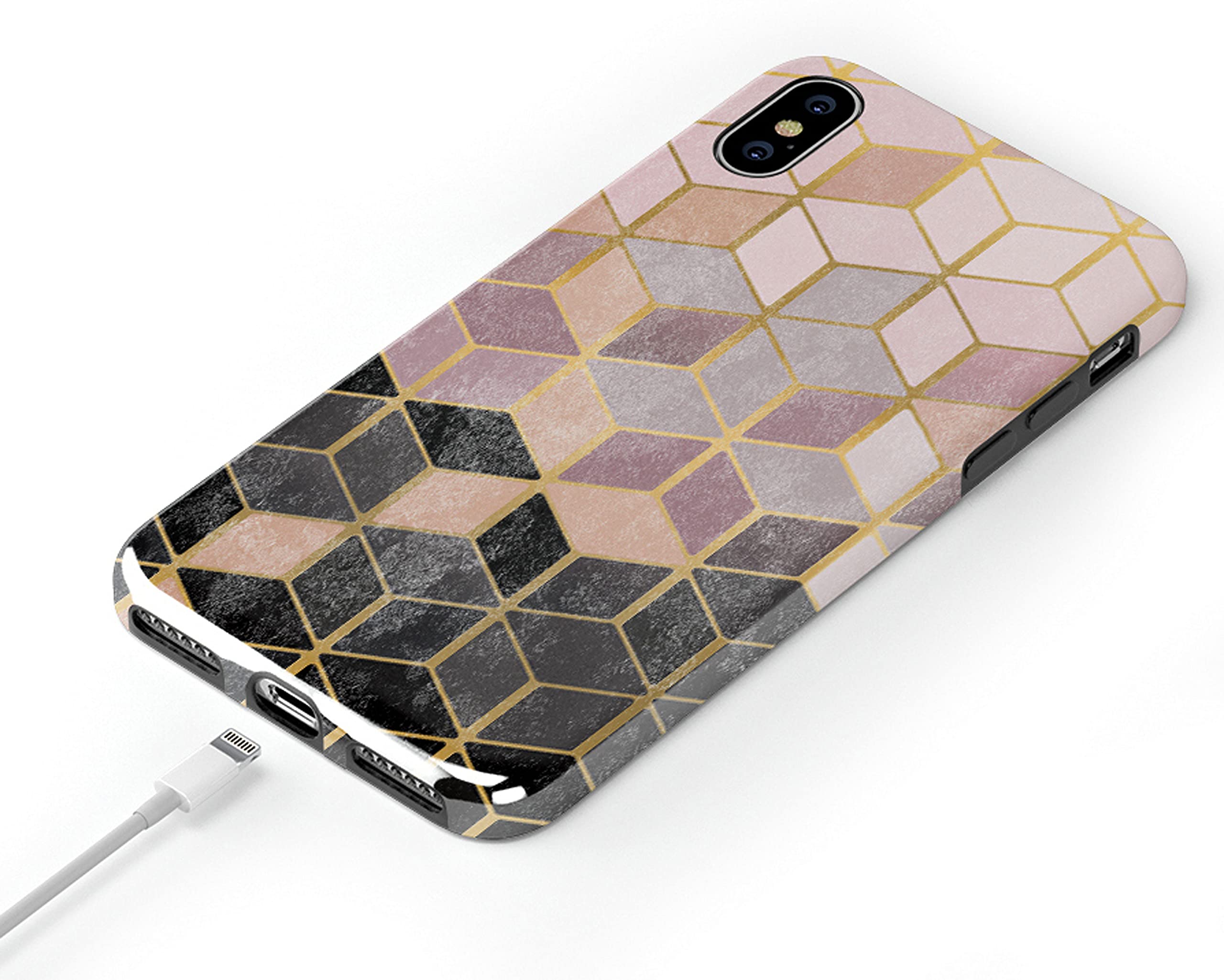 Casely iPhone Xs Max Case - Geo Rose Gold Marble Phone Cover | Slim Protective Case for iPhone Xs Max | Perfect for Everyday Use, Travel & Work