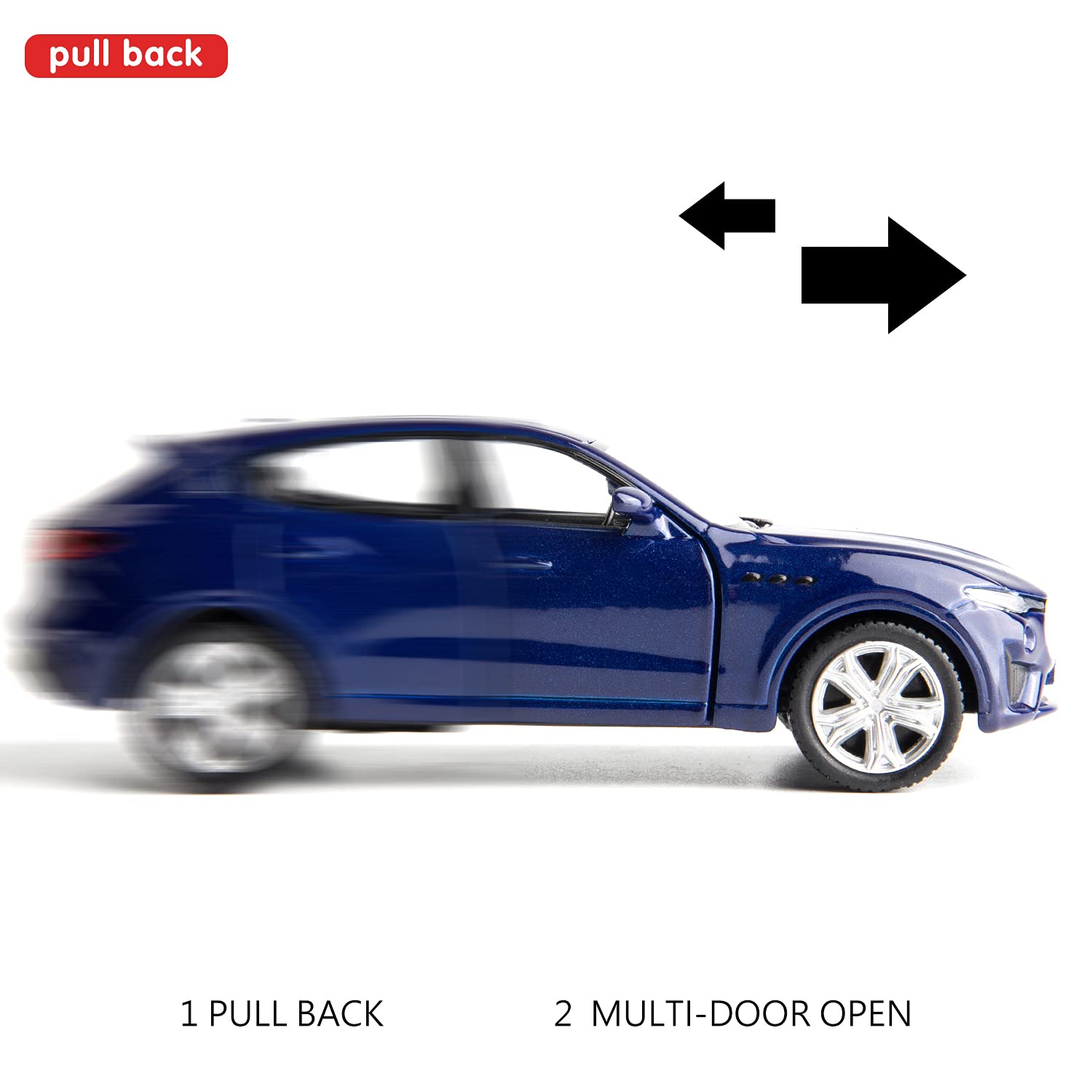1:36 Scale Diecast Maserati Levante Toy Car - Pull Back Vehicle for Kids Gift (Blue) - Perfect for Playtime & Collectibles