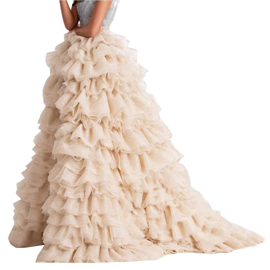 Lisong Puffy Maxi Tulle Layered High Waist Party Skirt for Women - Elegant Tutu Skirt for Special Occasions, Weddings, Prom & Photo Shoots