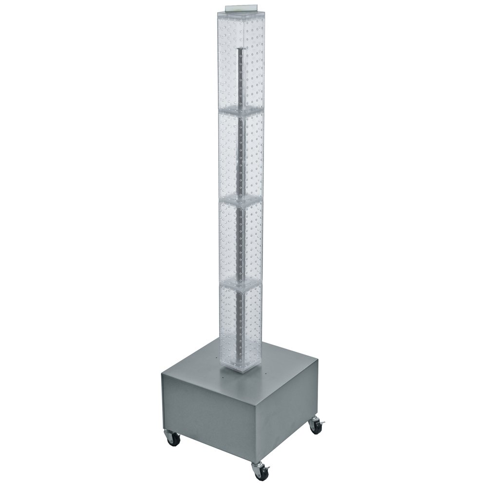 Azar 700224-CLR Clear Translucent Interlocking Pegboard Tower - Organize Tools, Craft Supplies & Garage Storage Accessories - Perfect for Workshops, Craft Rooms & DIY Projects