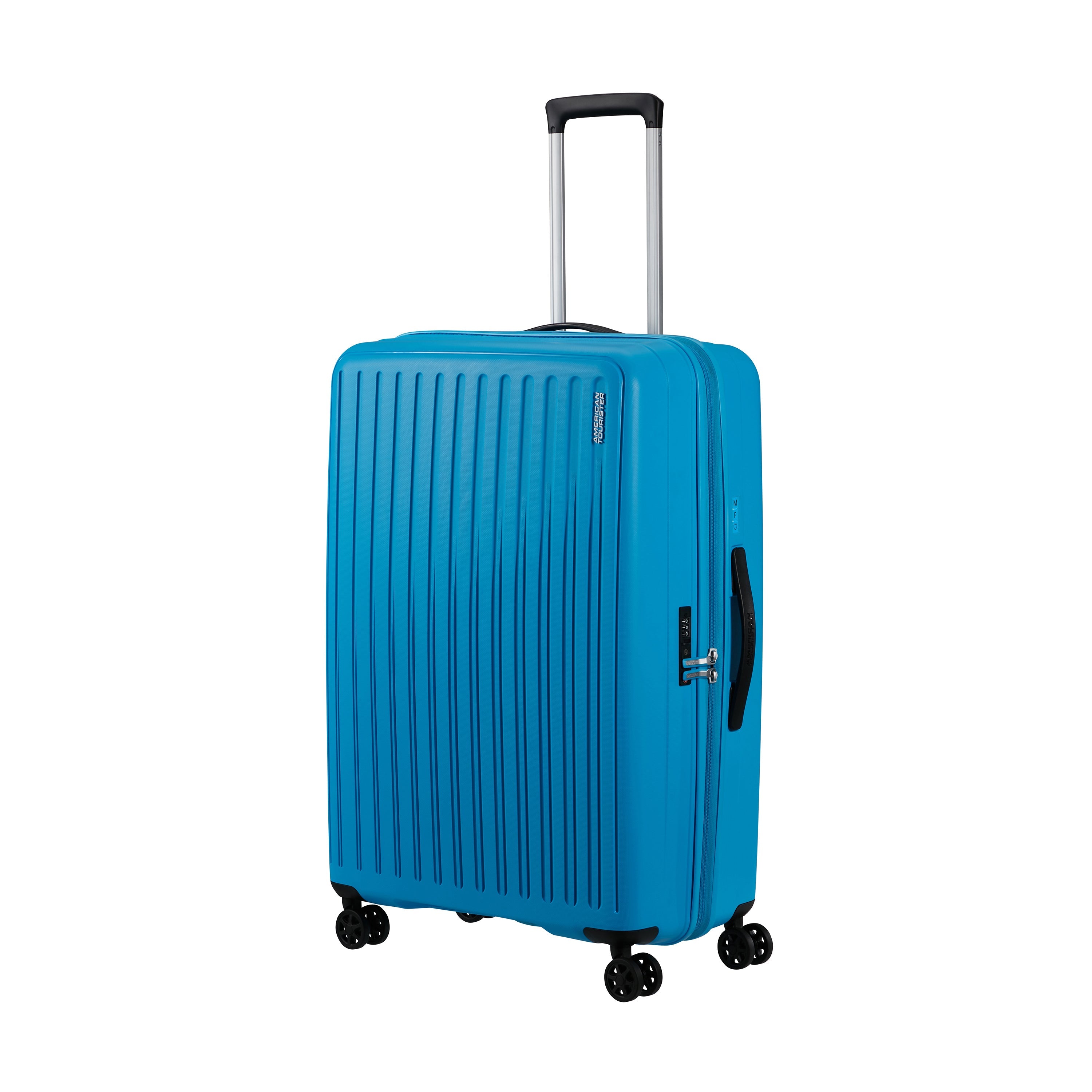 American Tourister Rejoy Spinner Expandable 3-Piece Luggage Set - Lightweight Hardshell Suitcase with 360° Wheels for Travel, Business & Vacation (Black)