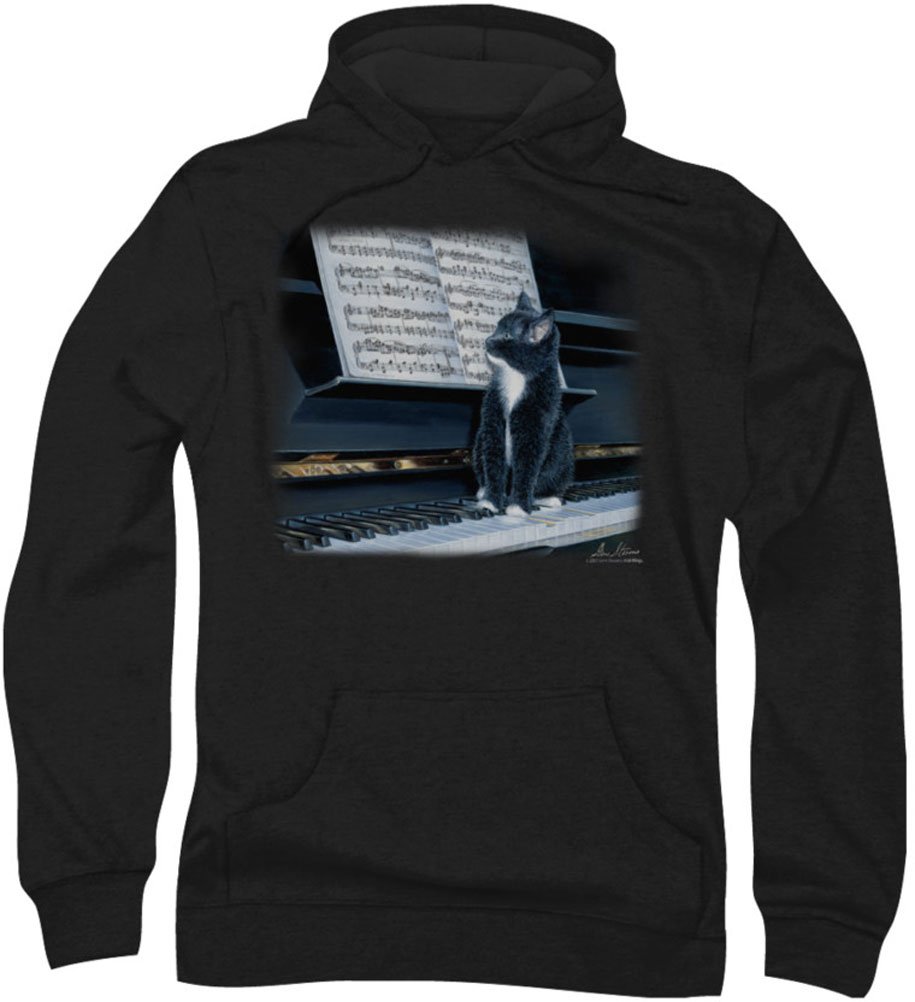 Wildlife Men's Kitten On The Keys Hoodie - Cozy Pullover Sweatshirt for Casual Wear, Street Style & Cat Lovers