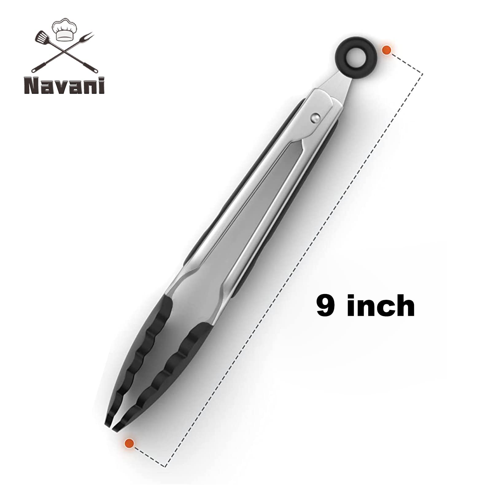 Navani 9-Inch Silicone Kitchen Tongs - Heat Resistant Non-Stick Cooking Tongs for Air Fryer, Salad, Pasta & BBQ | Perfect for Flipping, Serving & Grilling