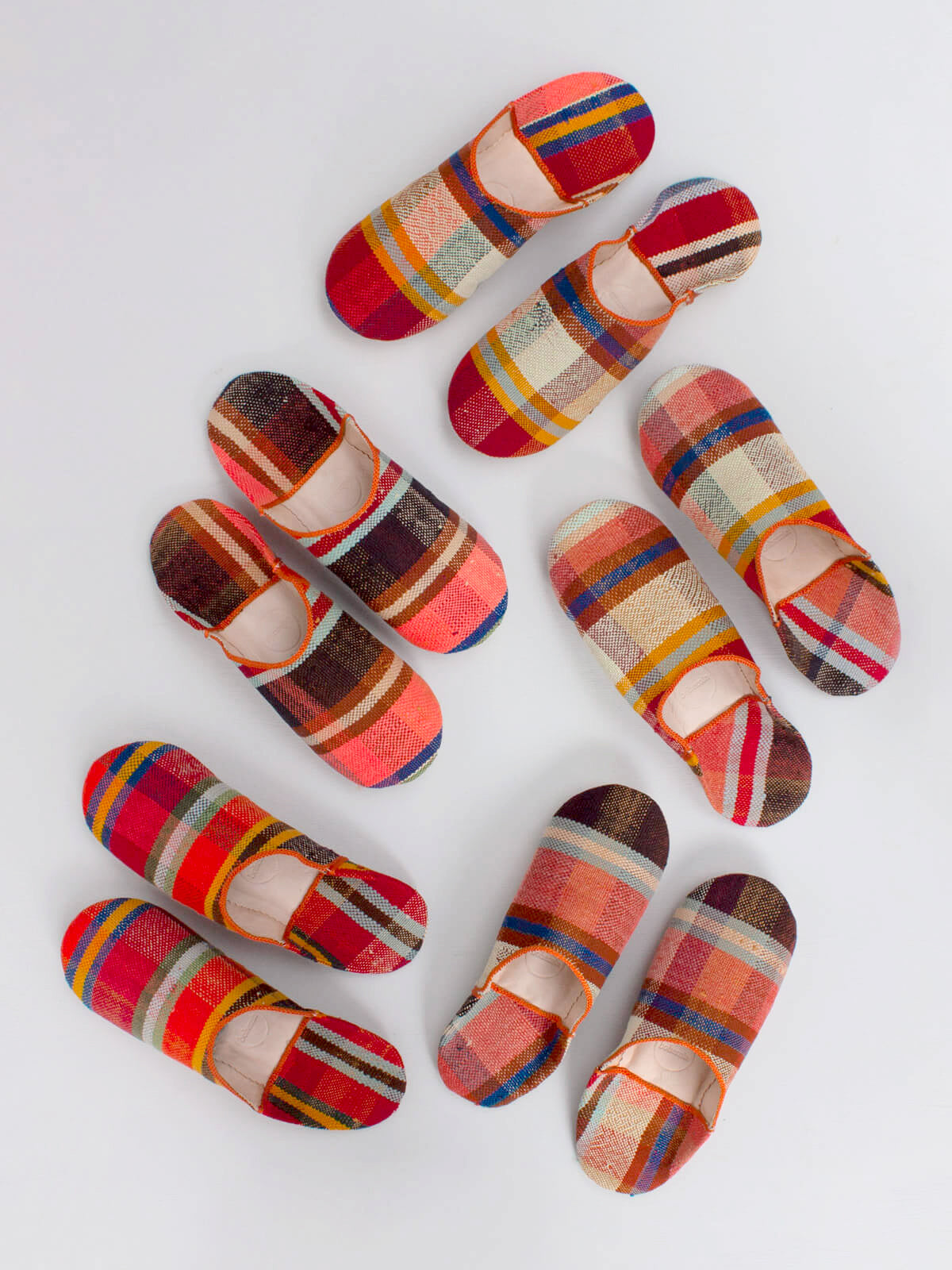 Authentic Moroccan Boujad Basic Babouche Slippers - Handmade Leather Sunset Check Design | Comfortable House Shoes for Relaxation at Home, Spa, or Meditation