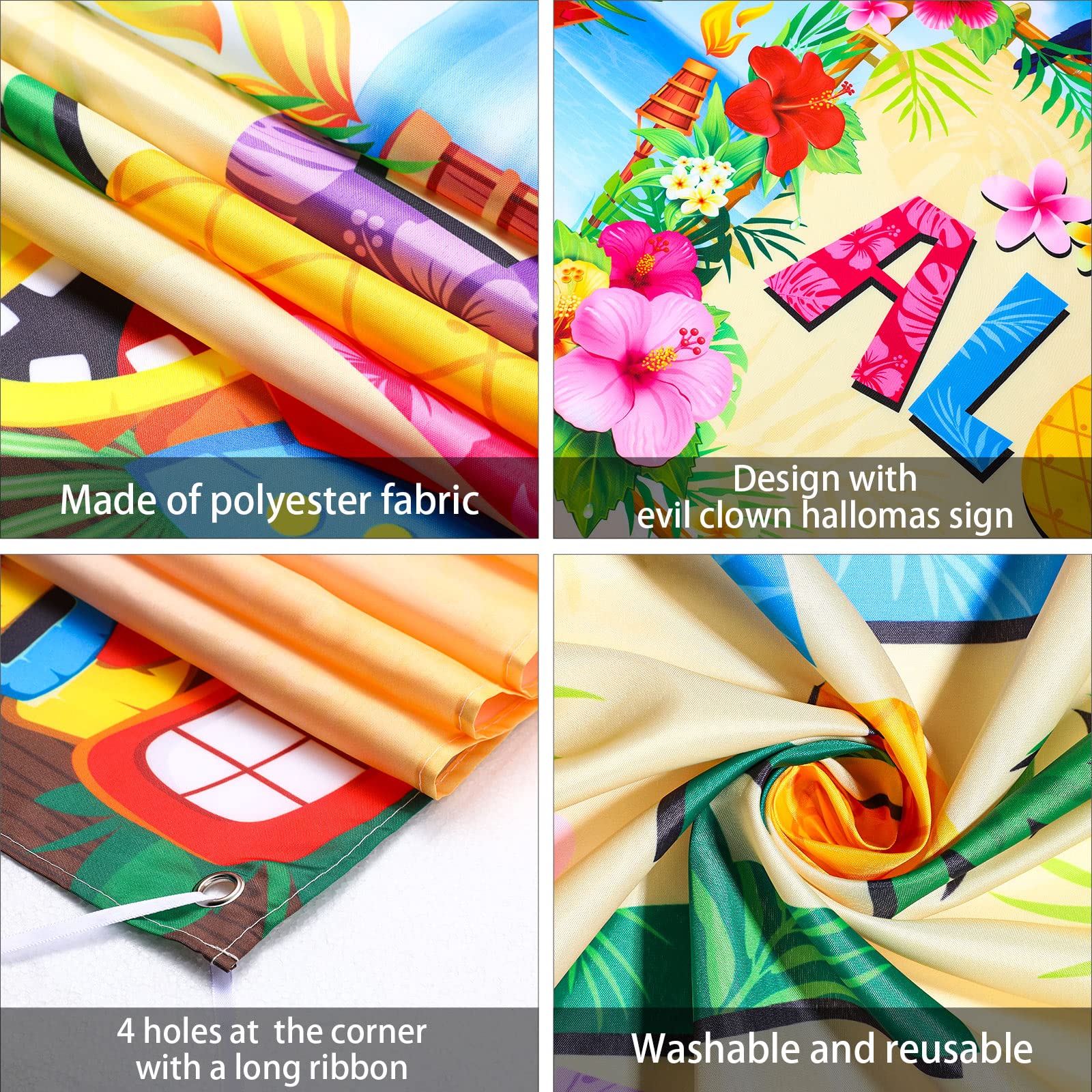 Hawaiian Party Decorations - 43.3 x 72.8 Inch Tiki Backdrop for Beach Luau, Aloha Banner & Photo Props - Perfect for Tropical Themed Parties, Baby Showers & Summer Events