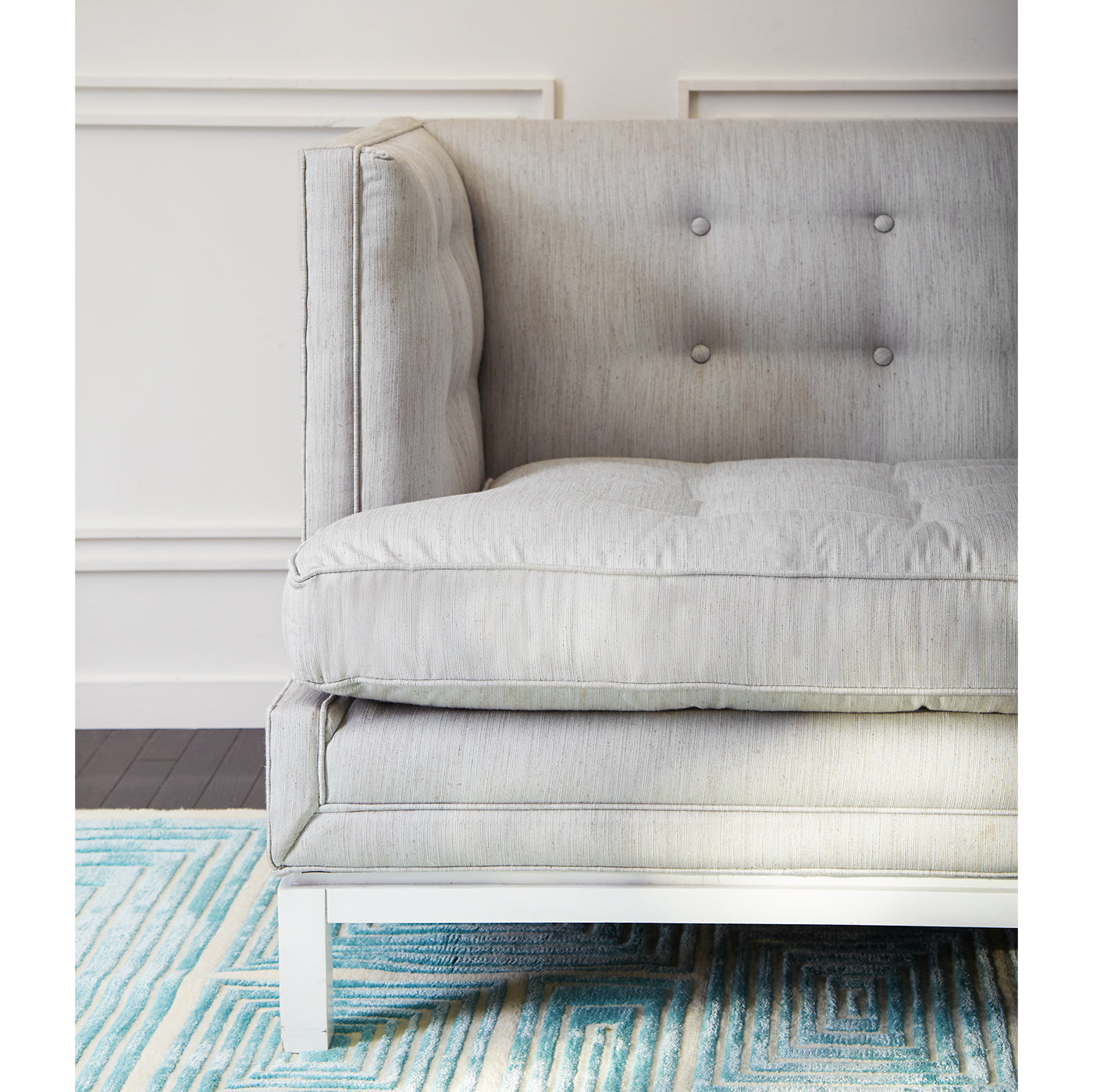 Lampert T Arm Sofa - Modern Upholstered Living Room Couch with Tufted Back and Sturdy Wooden Legs - Perfect for Small Spaces, Apartments, and Cozy Home Decor