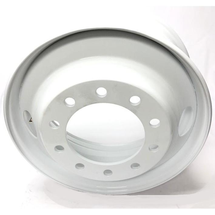 22.5 x 8.25 Inch White Steel Semi Truck Wheel - 10 Bolt Hub Pilot with 2 Hand Holes | Durable Replacement Wheel for Freightliner, Kenworth, Peterbilt Trucks | Perfect for Long Haul & Heavy Duty Applications