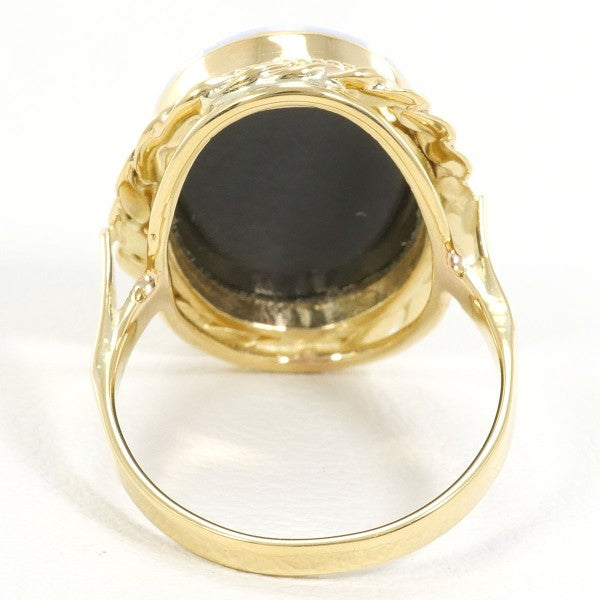 18K Yellow Gold Cameo Ring with Genuine Stone - Vintage Inspired Jewelry for Women, Perfect for Weddings, Anniversaries & Special Occasions