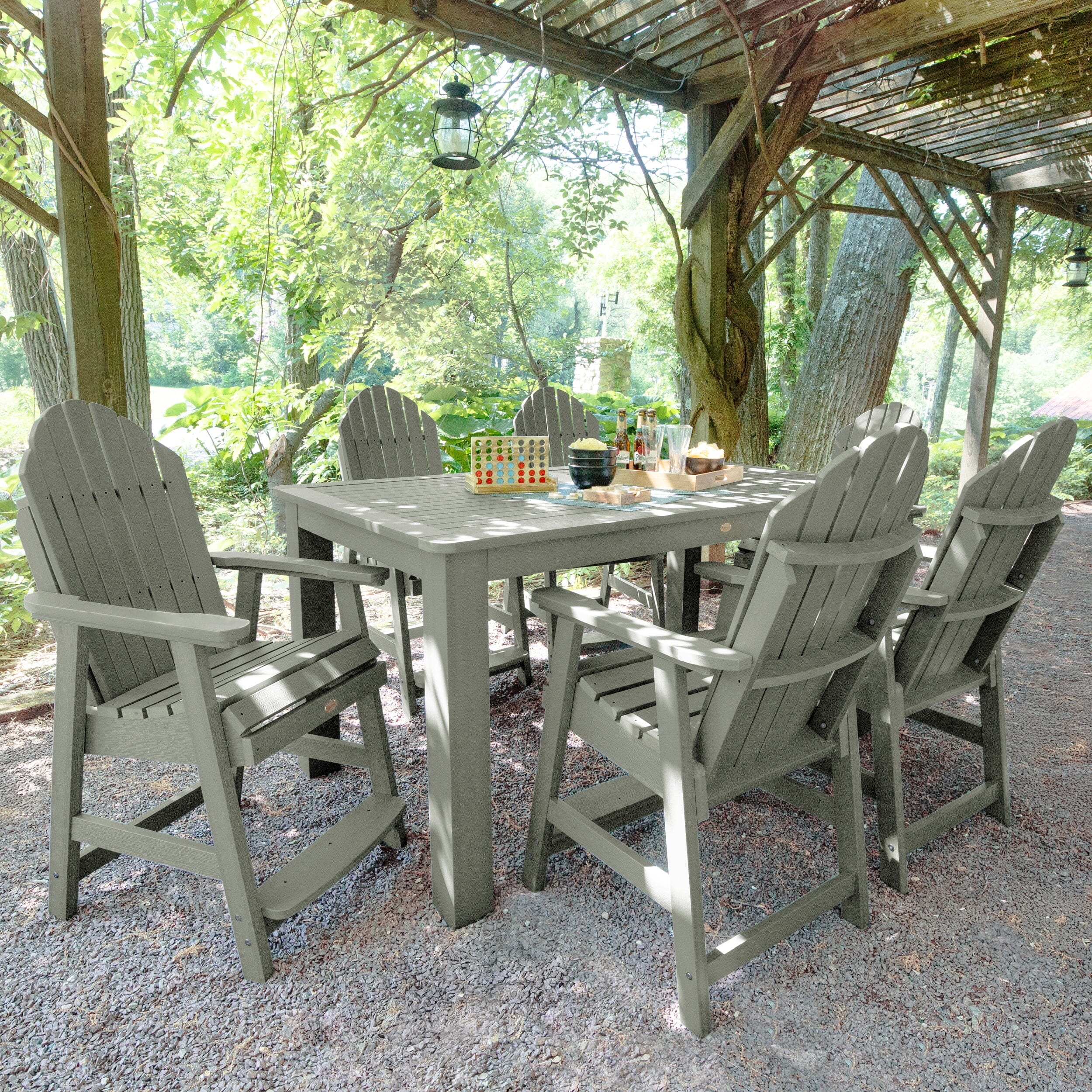 Premium Hamilton 7-Piece Rectangular Outdoor Dining Set - 42 x 72 Inches Counter Height - Perfect for Patio, Backyard & Garden Entertaining