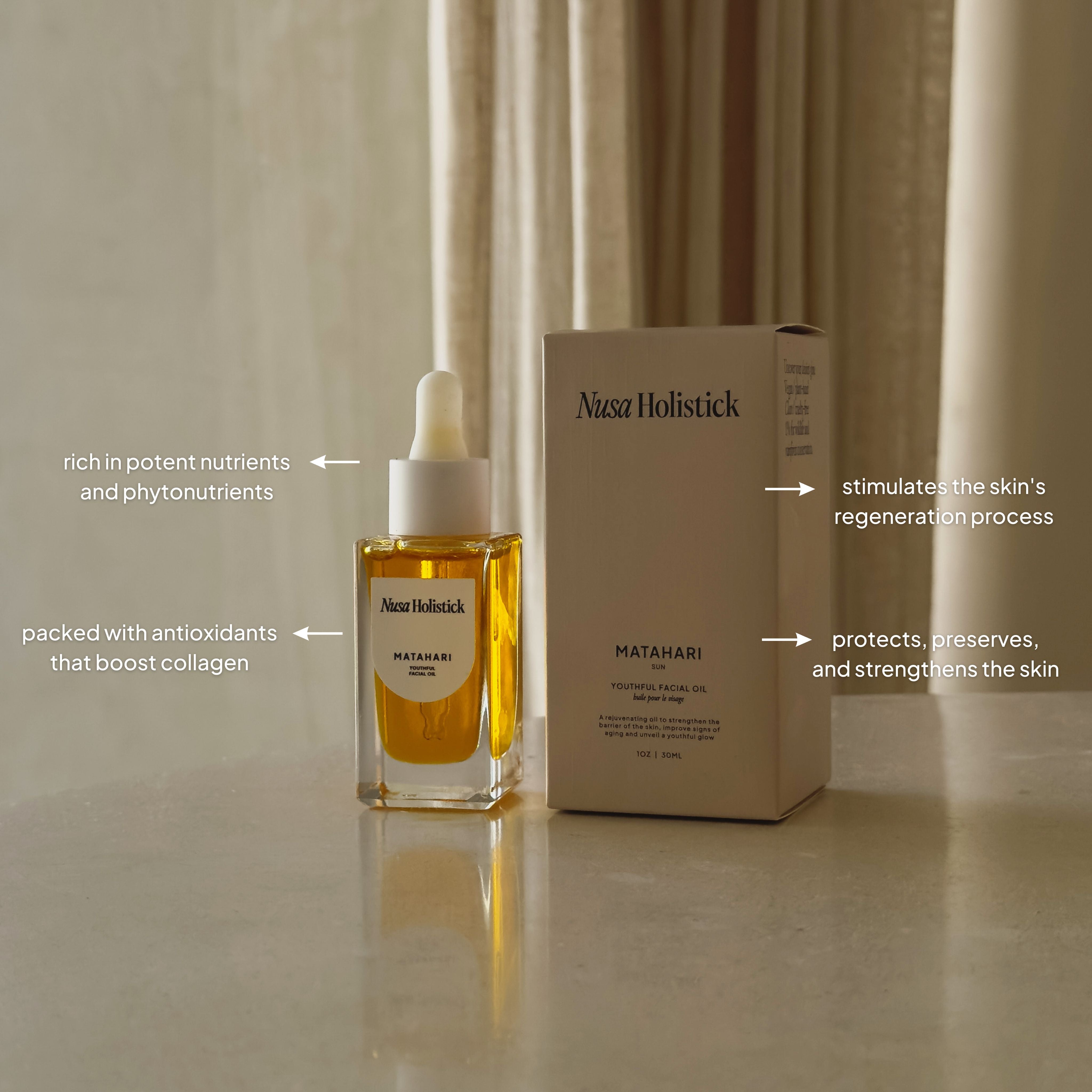 Matahari Youthful Facial Oil for Glowing Skin - Anti-Aging & Hydrating Face Oil with Natural Ingredients - Perfect for Daily Skincare Routine & Nighttime Moisturizing