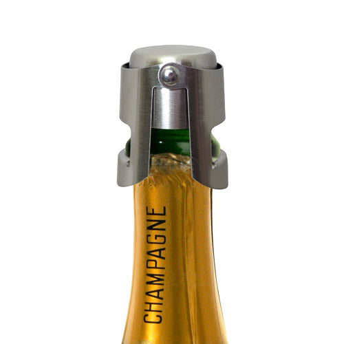 BarConic® Stainless Steel Champagne Stopper - Button Style, Brushed Finish - Perfect for Parties, Weddings & Keeping Bubbly Fresh