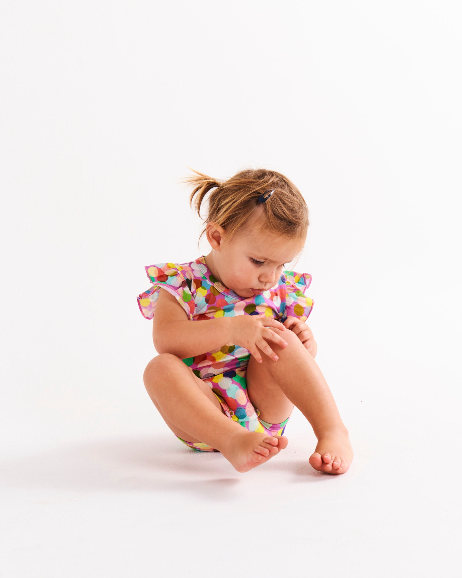 Confetti Pink Organic Cotton Short Sleeve Frill Romper for Baby Girls | Soft & Comfortable Summer Outfit | Perfect for Playdates, Photoshoots & Special Occasions