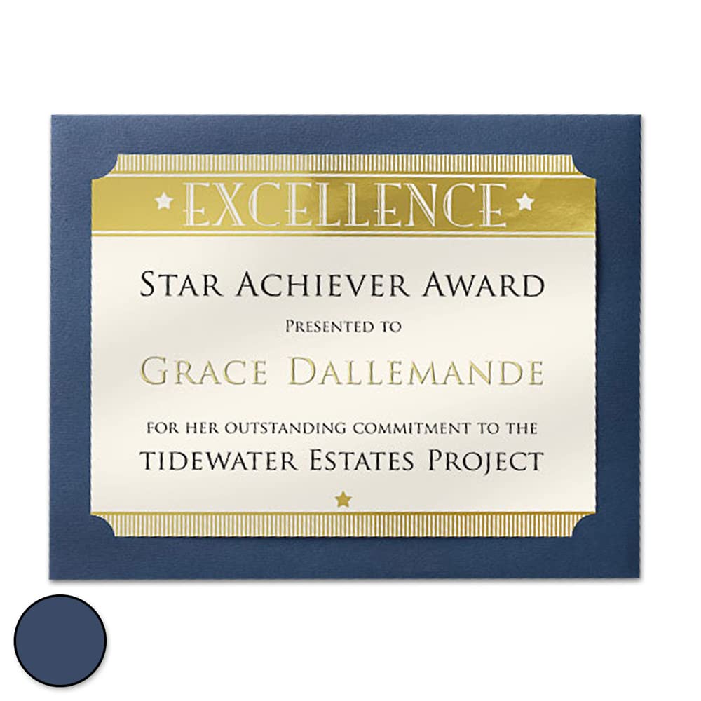Premium Blue Horizontal Certificate Frames - Set of 5, Elegant Diploma & Award Holders for Graduation, Office Decor, and Professional Display