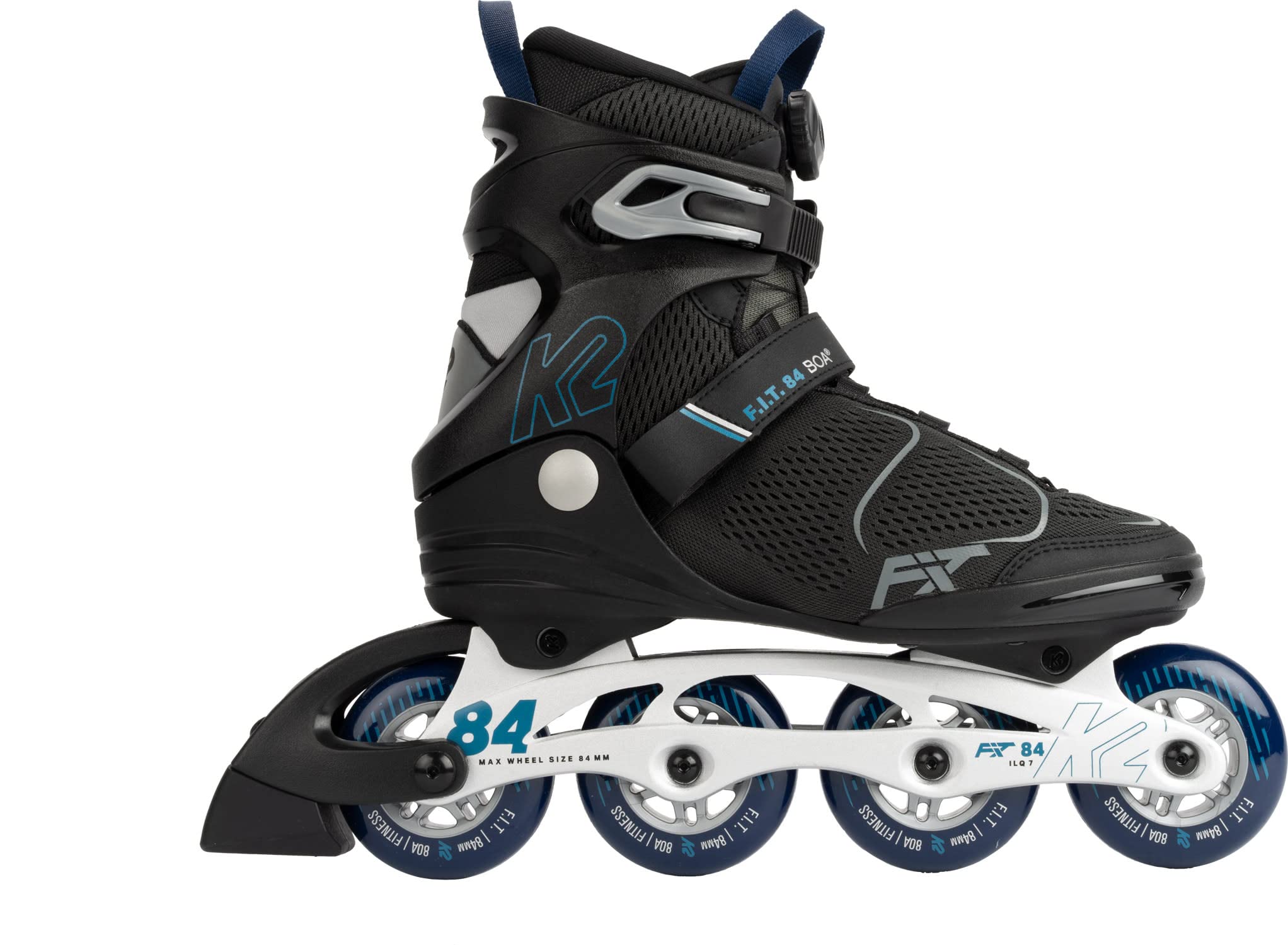 K2 F.I.T. 84 Boa Gray Men's Inline Skates - High Performance Rollerblades for Fitness, Speed Skating & Urban Commuting