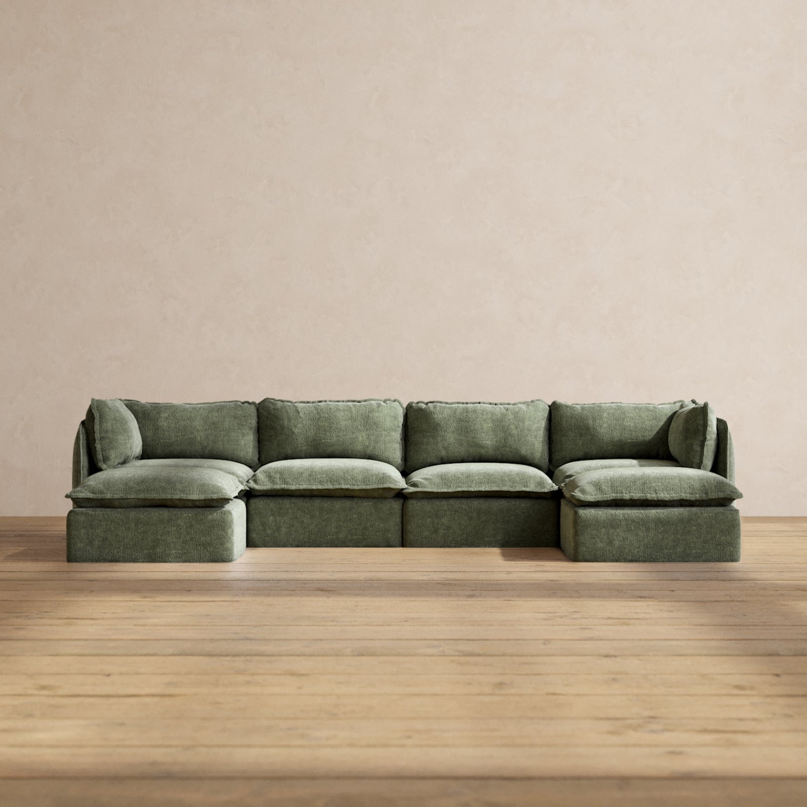 Modular Performance 4-Seater U-Shaped Sectional Sofa in Willow Fabric | Premium Blend | Perfect for Living Rooms, Family Gatherings & Home Theater Setup