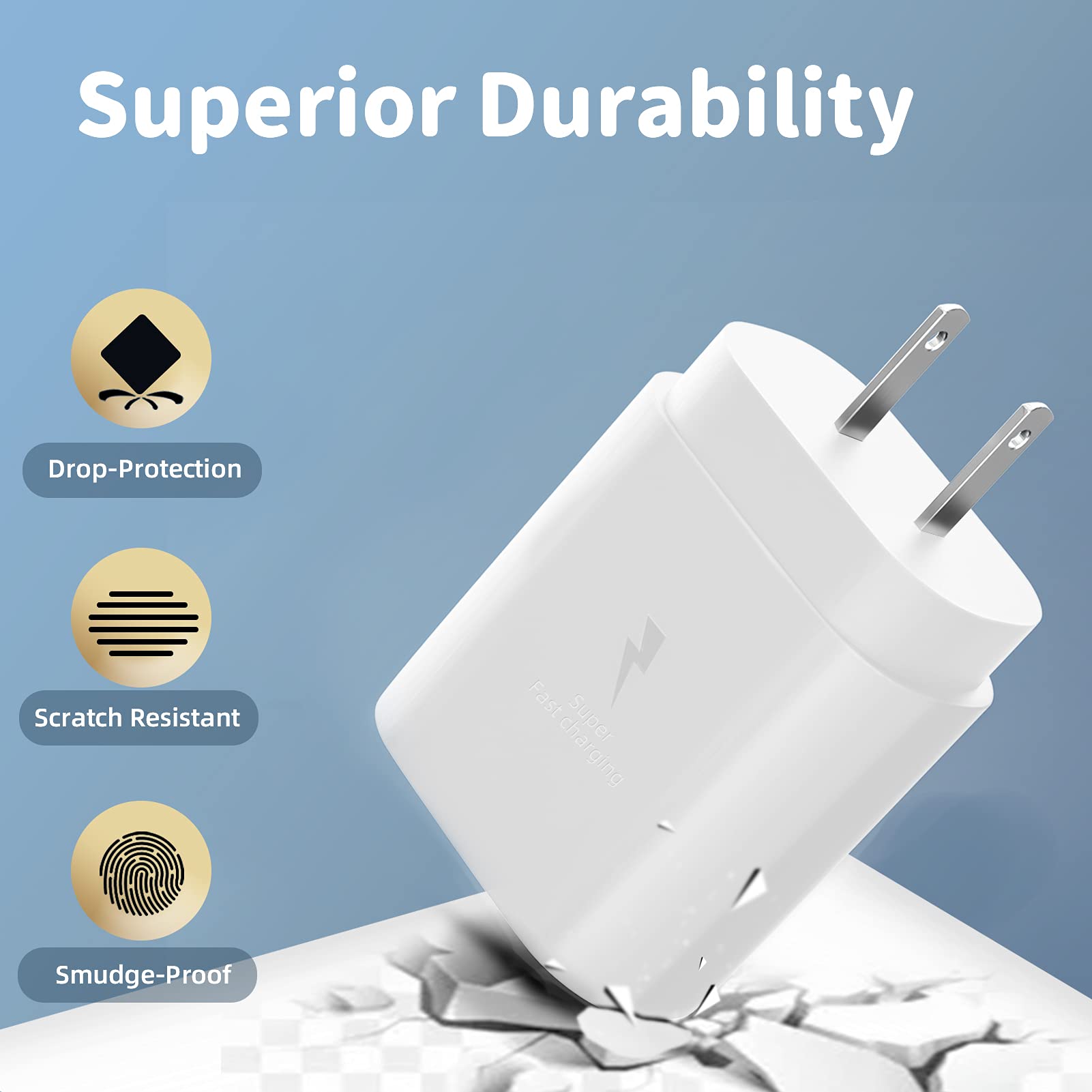 Fast Charging USB C Wall Charger Block with USB Type C Cable - 2 Pack White | Compatible with iPhone 15, Samsung Galaxy, iPad & More | Home, Office & Travel Use