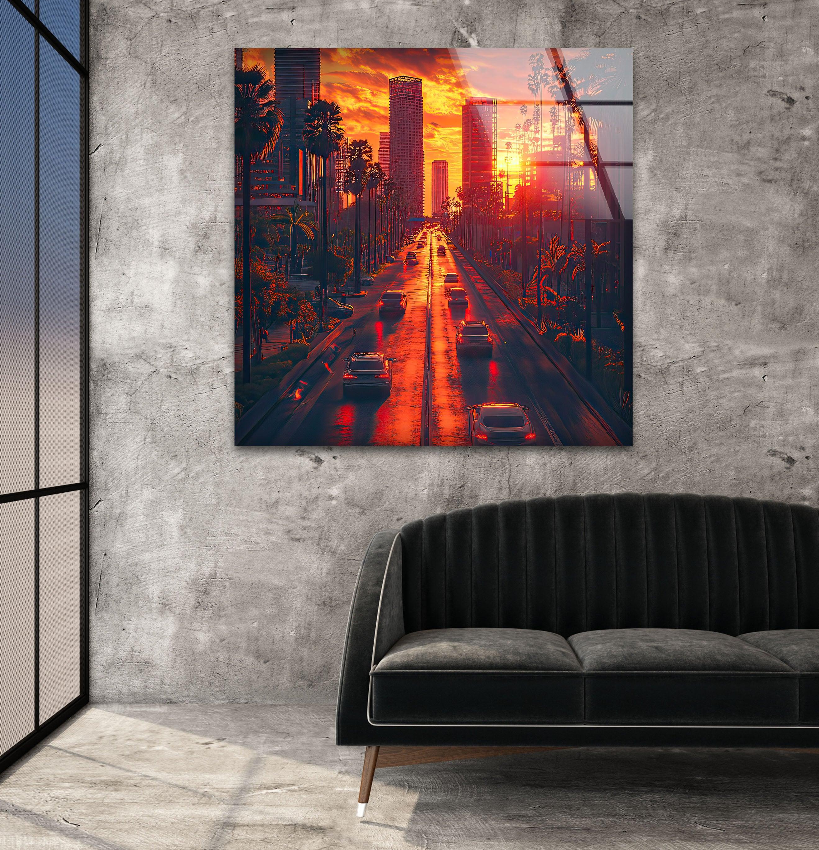 Stunning City View San Diego Glass Wall Art - Modern Home & Office Decor - Perfect for Living Rooms, Bedrooms, and Workspaces