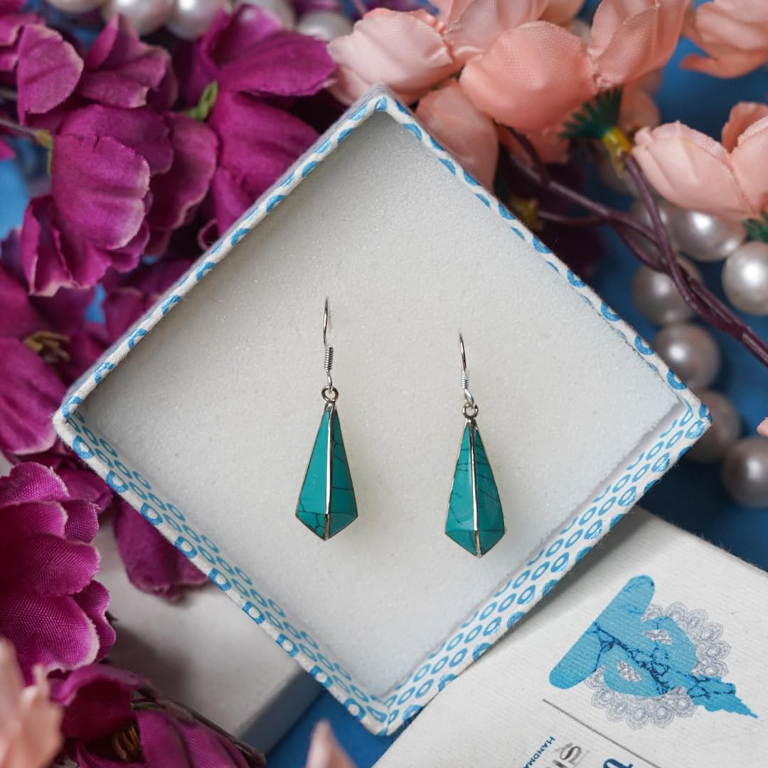 Handmade Gemstone Drop Earrings for Women - Silver Plated Boho Chic Jewelry - Perfect Gift for Birthday, Anniversary & Special Occasions - Elegant Dangle Earrings for Party, Wedding & Everyday Wear