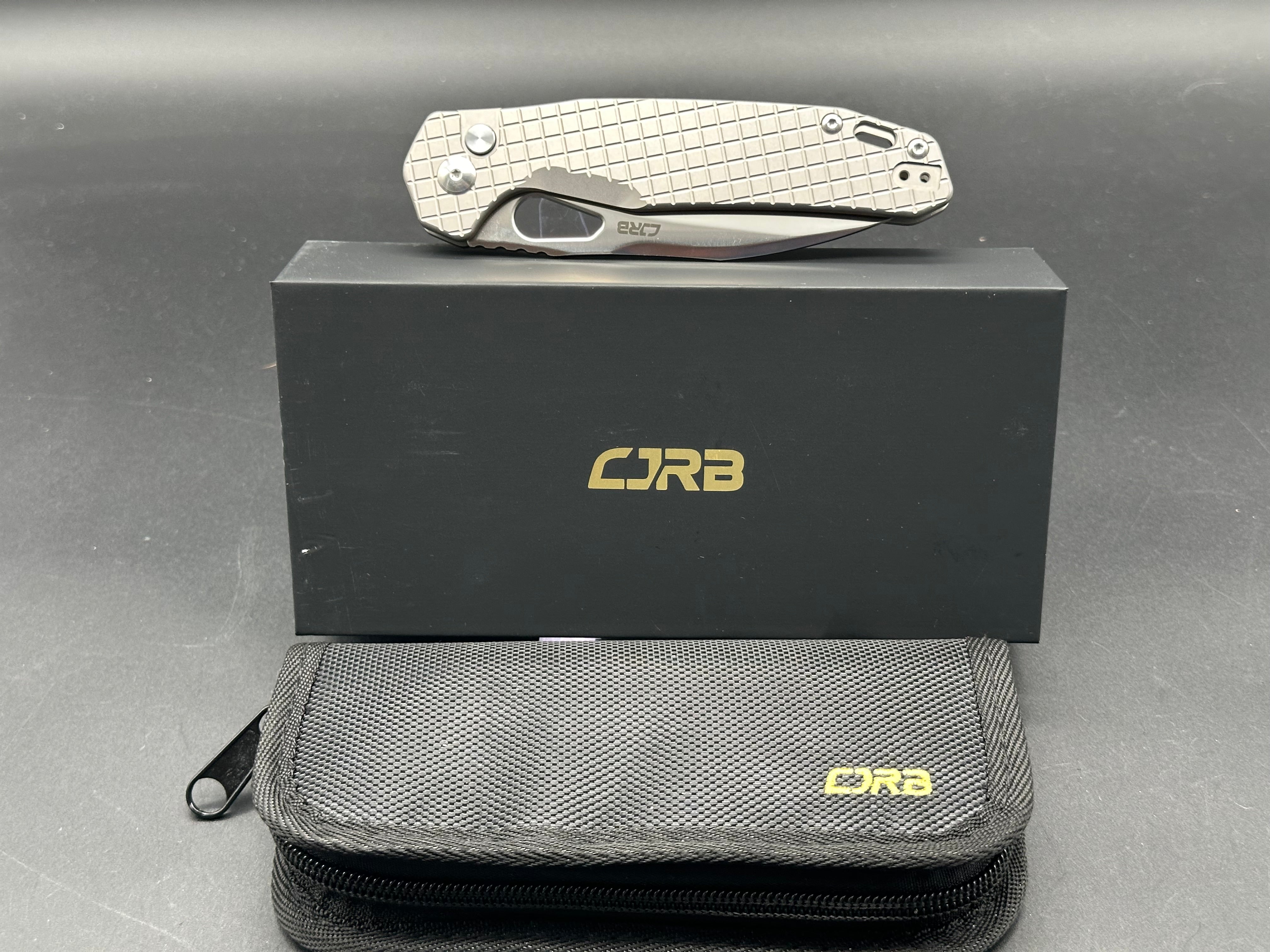 CJRB Frack Folding Knife - Titanium Frag Handle & S90V Satin Blade - EDC, Outdoor, Survival, Camping, Tactical Use