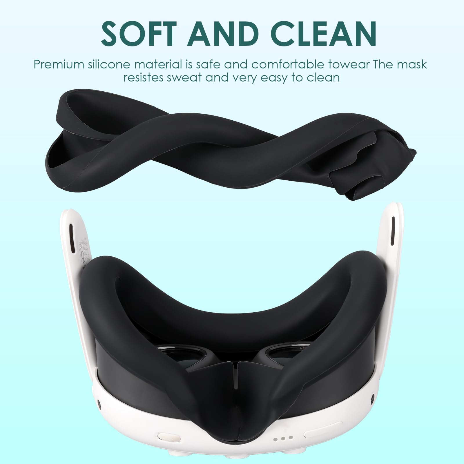 Premium VR Silicone Face Pad for Meta/Oculus Quest 3 - Sweatproof & Washable Face Cover, Lightproof Cushion Replacement Accessory - Perfect for Gaming, Fitness VR & Extended Play Sessions