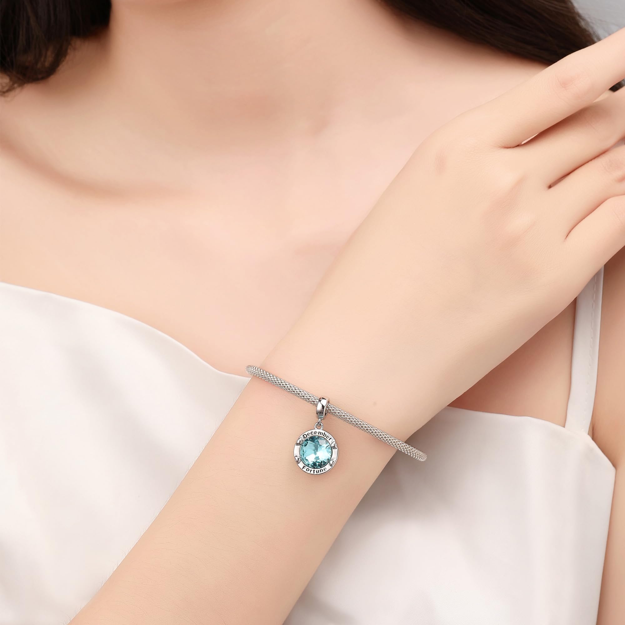Birthstone Charms for Women - Sterling Silver Heart Pendant Charms for Bracelets & Necklaces | Personalized Mother's Day Gifts for Mom, Wife, Daughter | Perfect for Birthdays, Anniversaries & Special Occasions