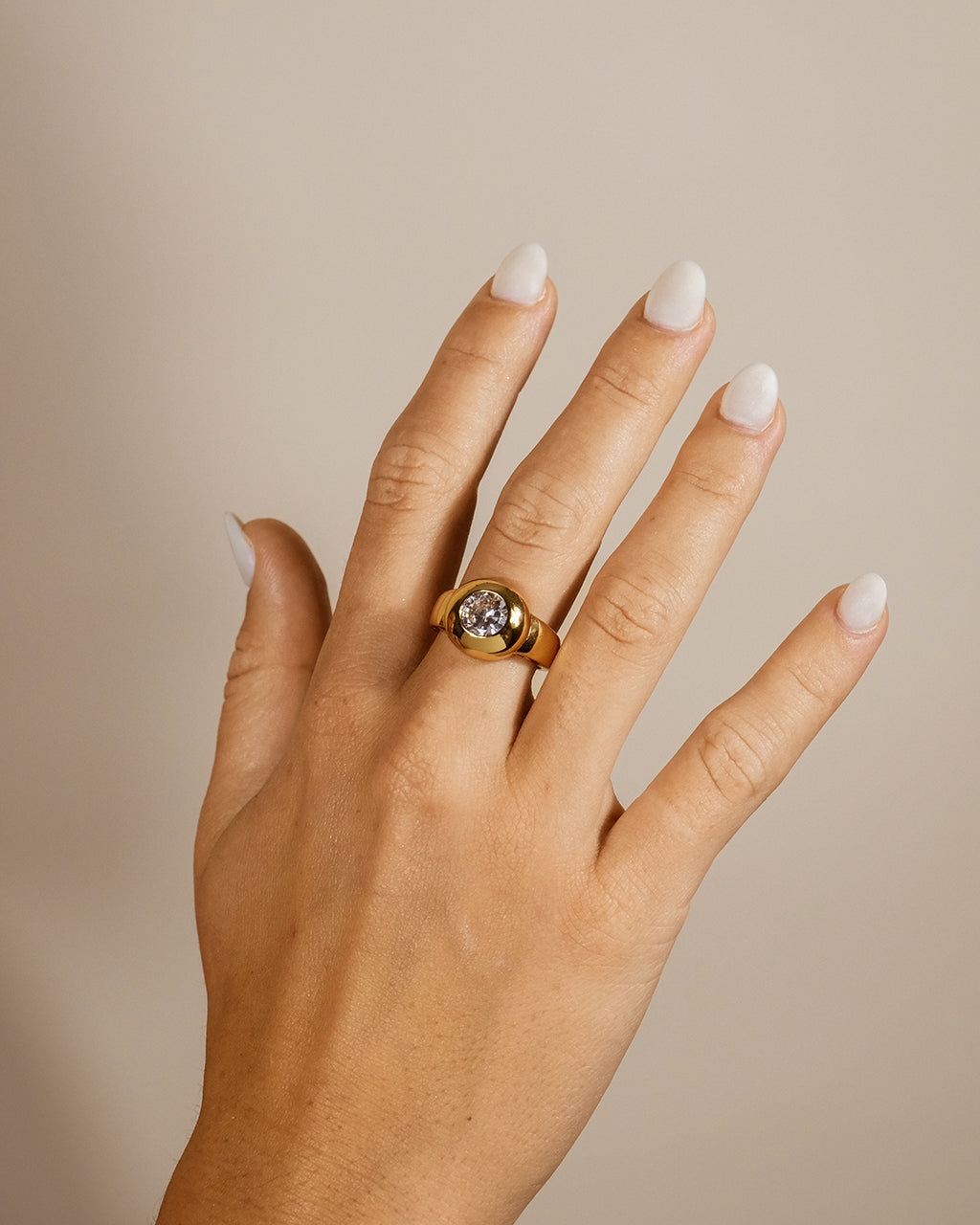 Zora CZ Dome Signet Ring for Women - Elegant Cubic Zirconia Jewelry, Perfect for Gifts, Parties & Everyday Wear