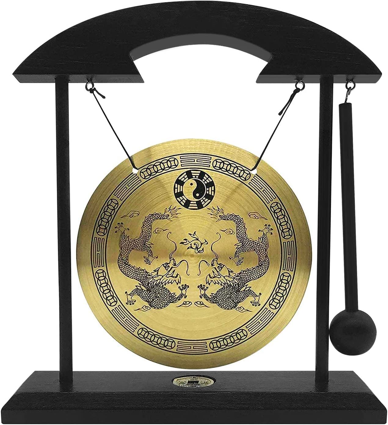 Zen Brass Feng Shui Gong - Home Office Decor for Good Luck