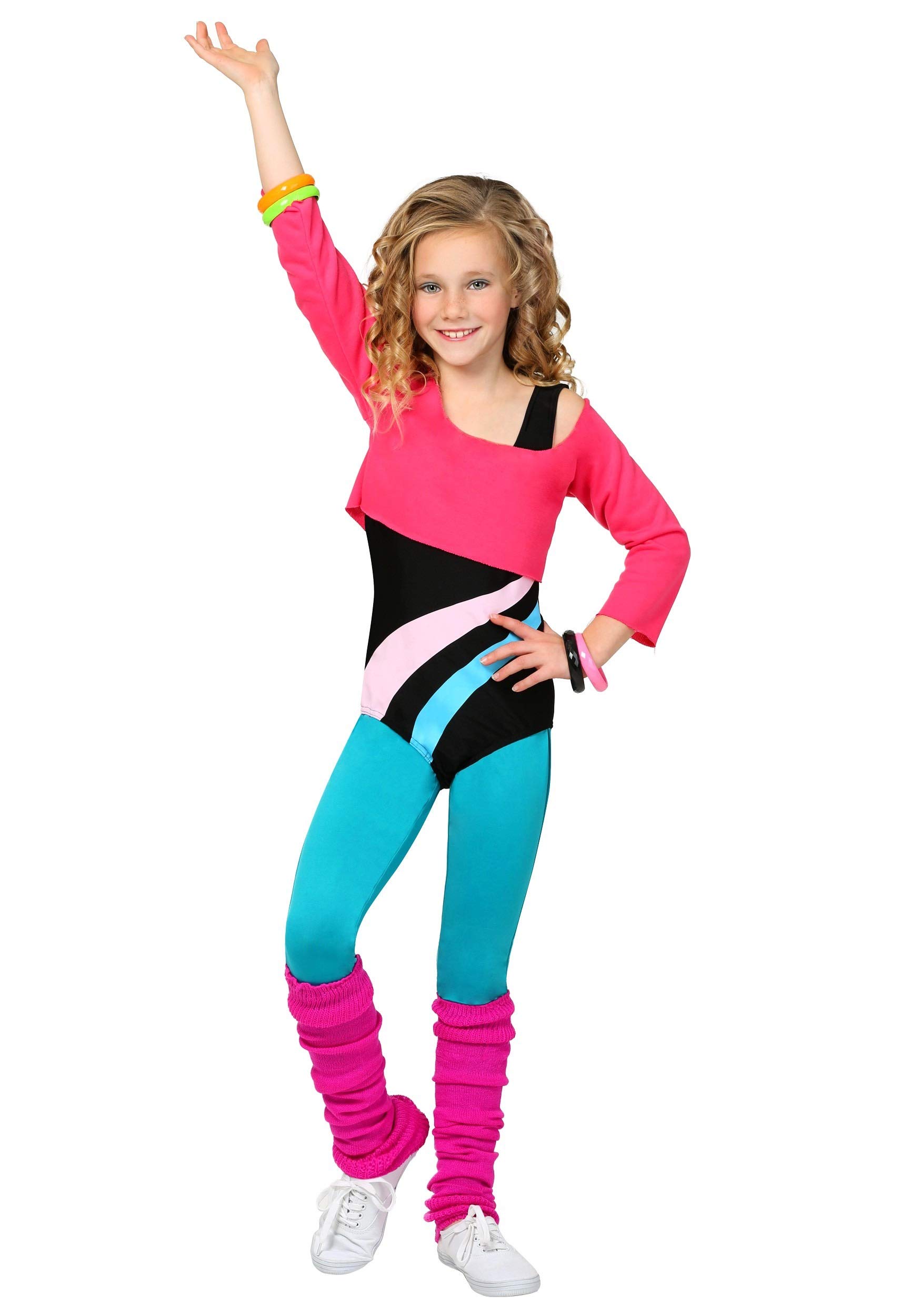 80s Workout Costume for Girls - Retro 80s Aerobics Outfit for Kids - Perfect for Halloween, Dance Parties & Themed Events