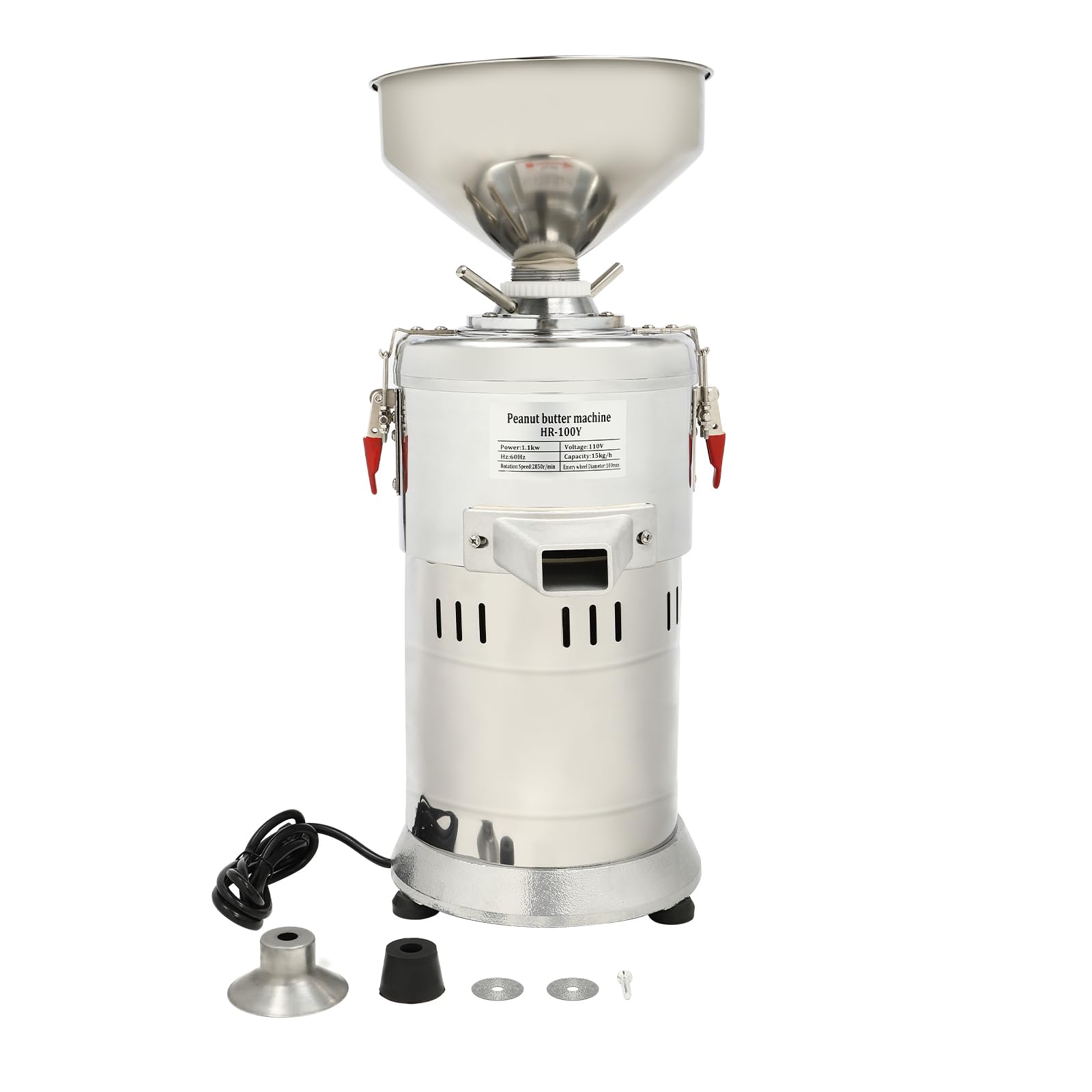 Commercial Peanut Butter Maker Machine 33LBS/H, 1100W Electric Grain Grinder for Almond Cashew Nut, Stainless Steel Sesame Grinding Machine for Home & Business Use - Perfect for Bakeries, Restaurants, and Healthy Snack Preparation