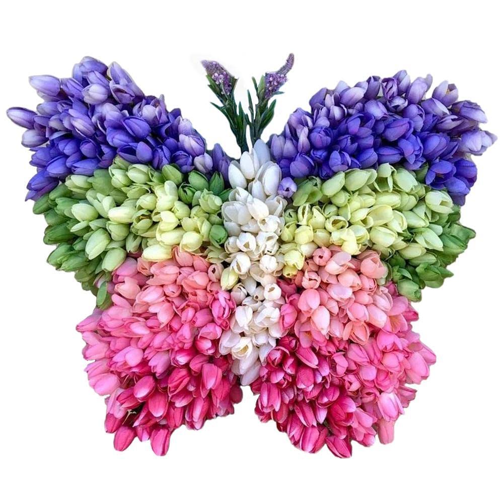 Butterfly Shaped Spring Wreath for Front Door - Farmhouse Style Artificial Floral Garland for Easter & Home Decor - Perfect for Porch, Window, or Wall Decoration